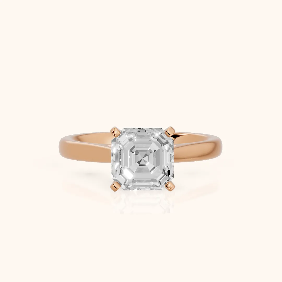 Enid Solitaire Cathedral Asscher Diamond Engagement Ring in Rose Gold — view 2