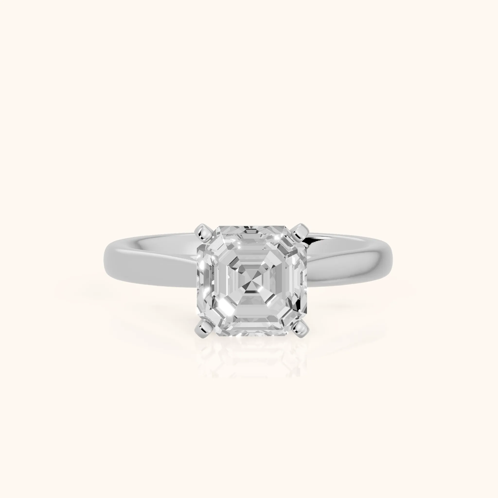 Enid Solitaire Cathedral Asscher Diamond Engagement Ring in Silver — view 1
