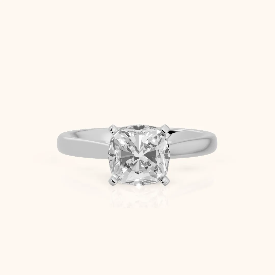 Enid Solitaire Cathedral Cushion Diamond Engagement Ring in Silver — view 2