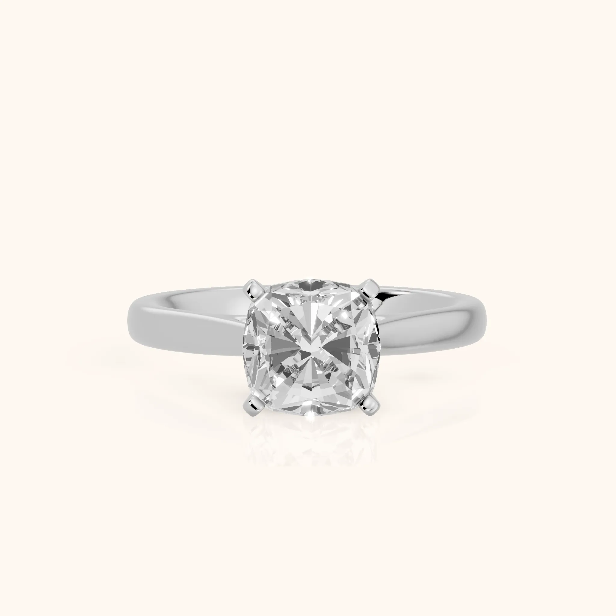 Enid Solitaire Cathedral Cushion Diamond Engagement Ring in Silver — view 1