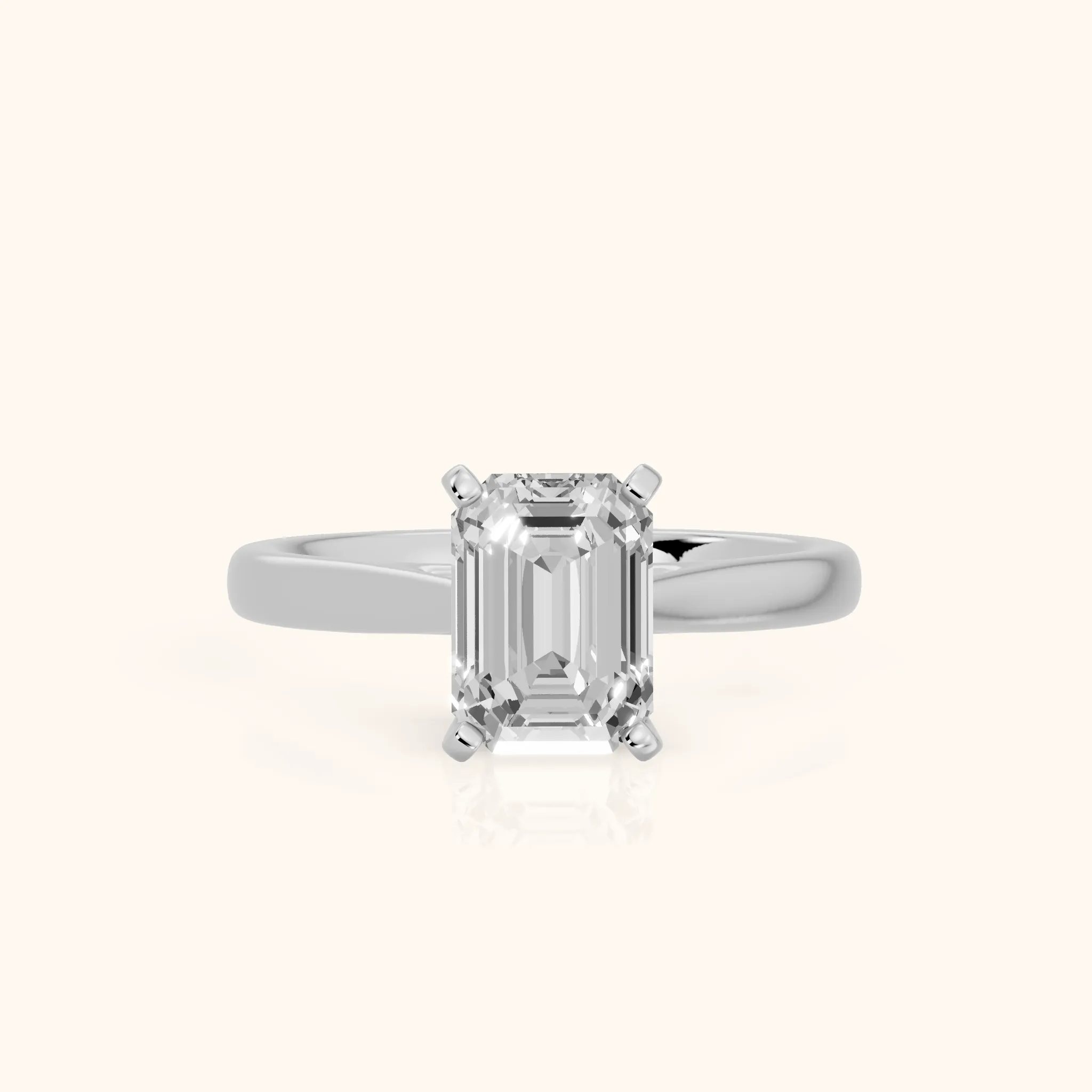 Enid Solitaire Cathedral Emerald Diamond Engagement Ring in Platinum — view 1