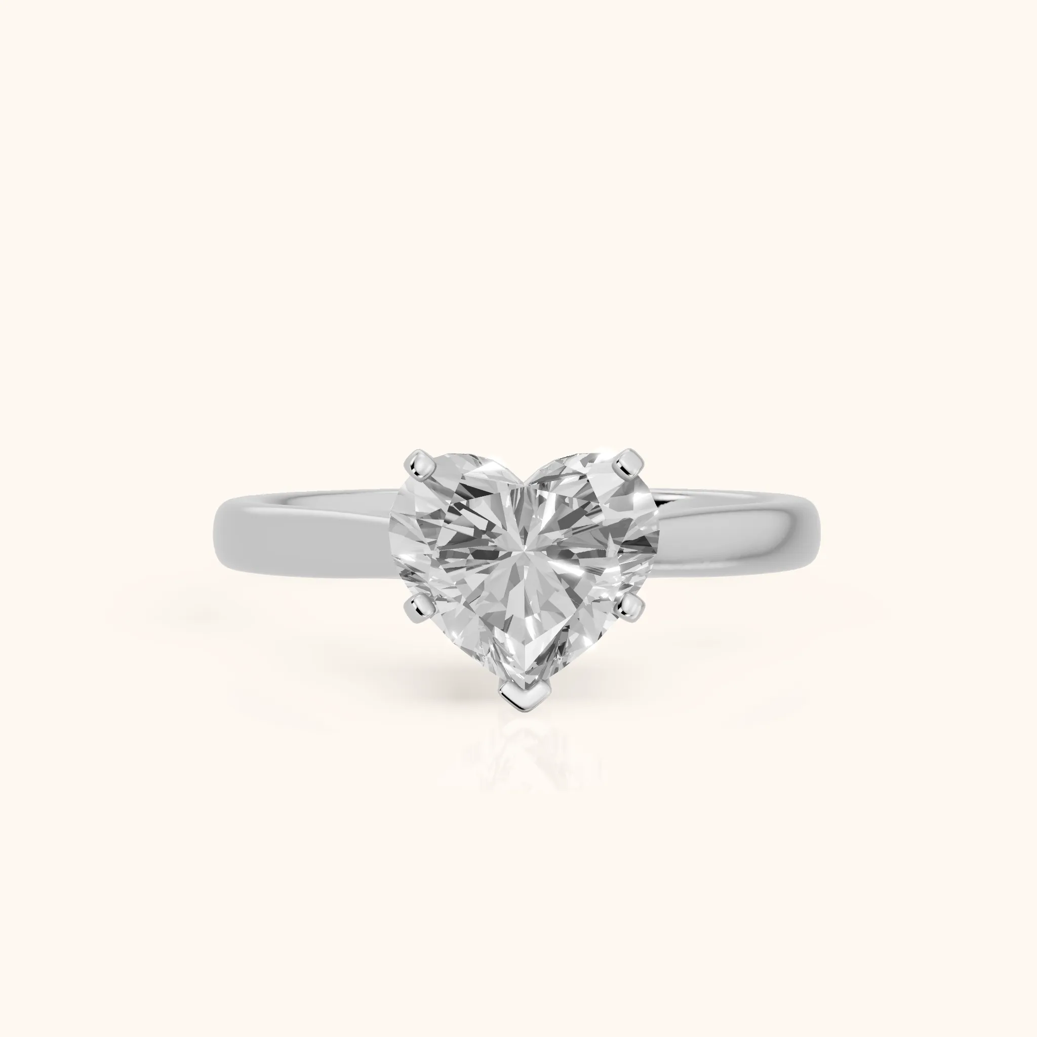 Enid Solitaire Cathedral Heart Diamond Engagement Ring in Silver — view 1