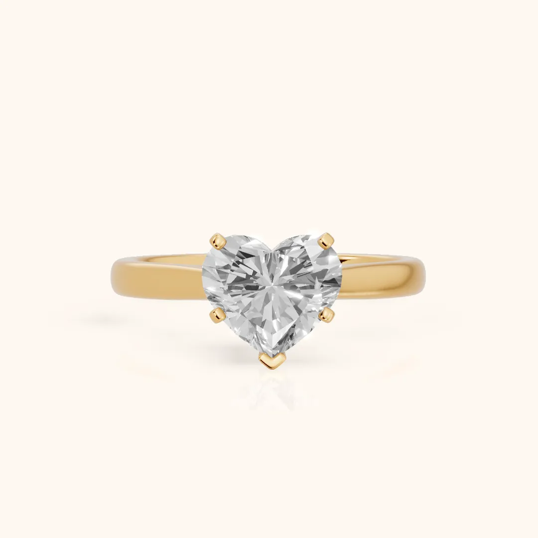 Enid Solitaire Cathedral Heart Diamond Engagement Ring in Yellow Gold — view 2