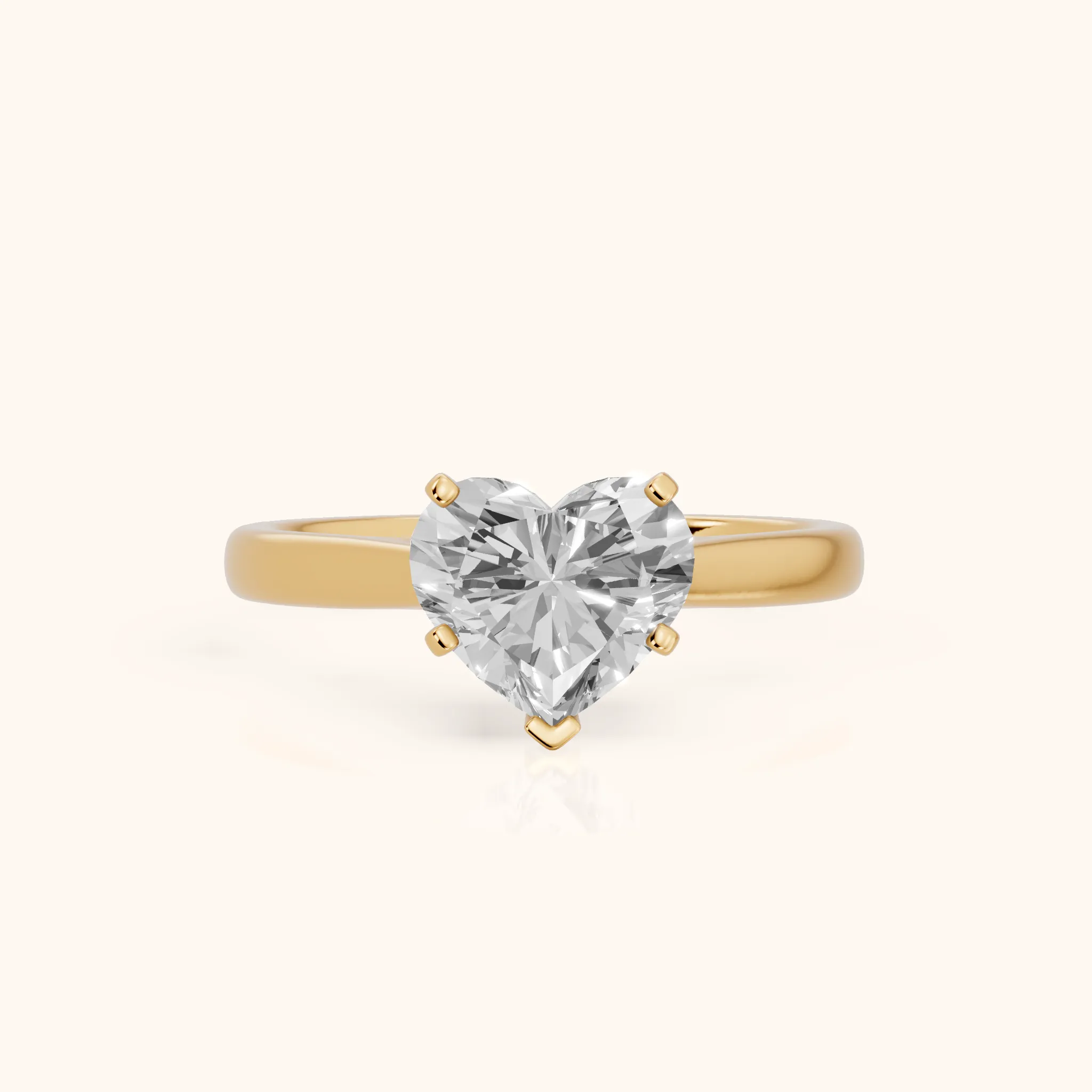 Enid Solitaire Cathedral Heart Diamond Engagement Ring in Yellow Gold — view 1