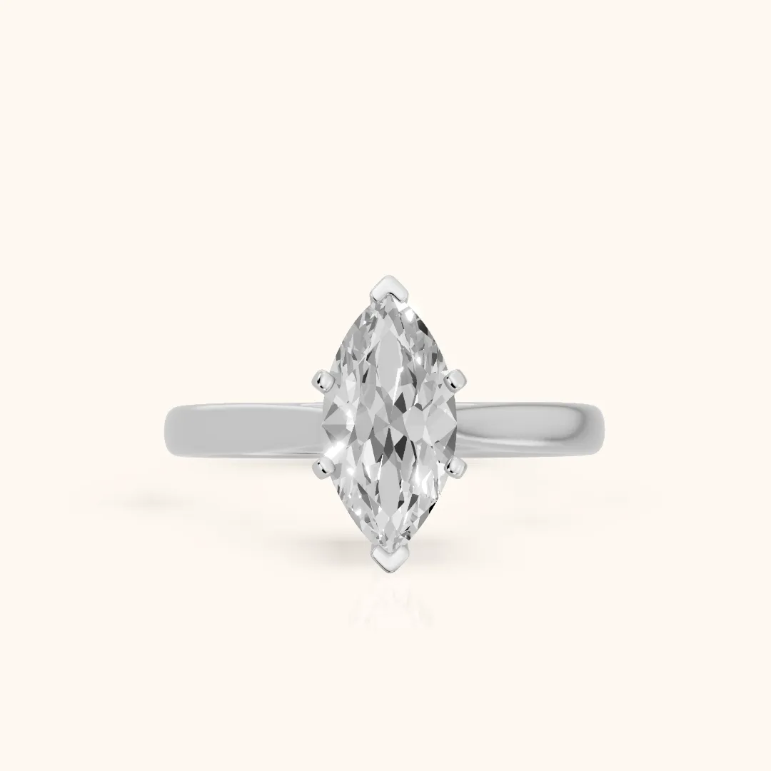 Enid Solitaire Cathedral Marquise Diamond Engagement Ring in Silver — view 2