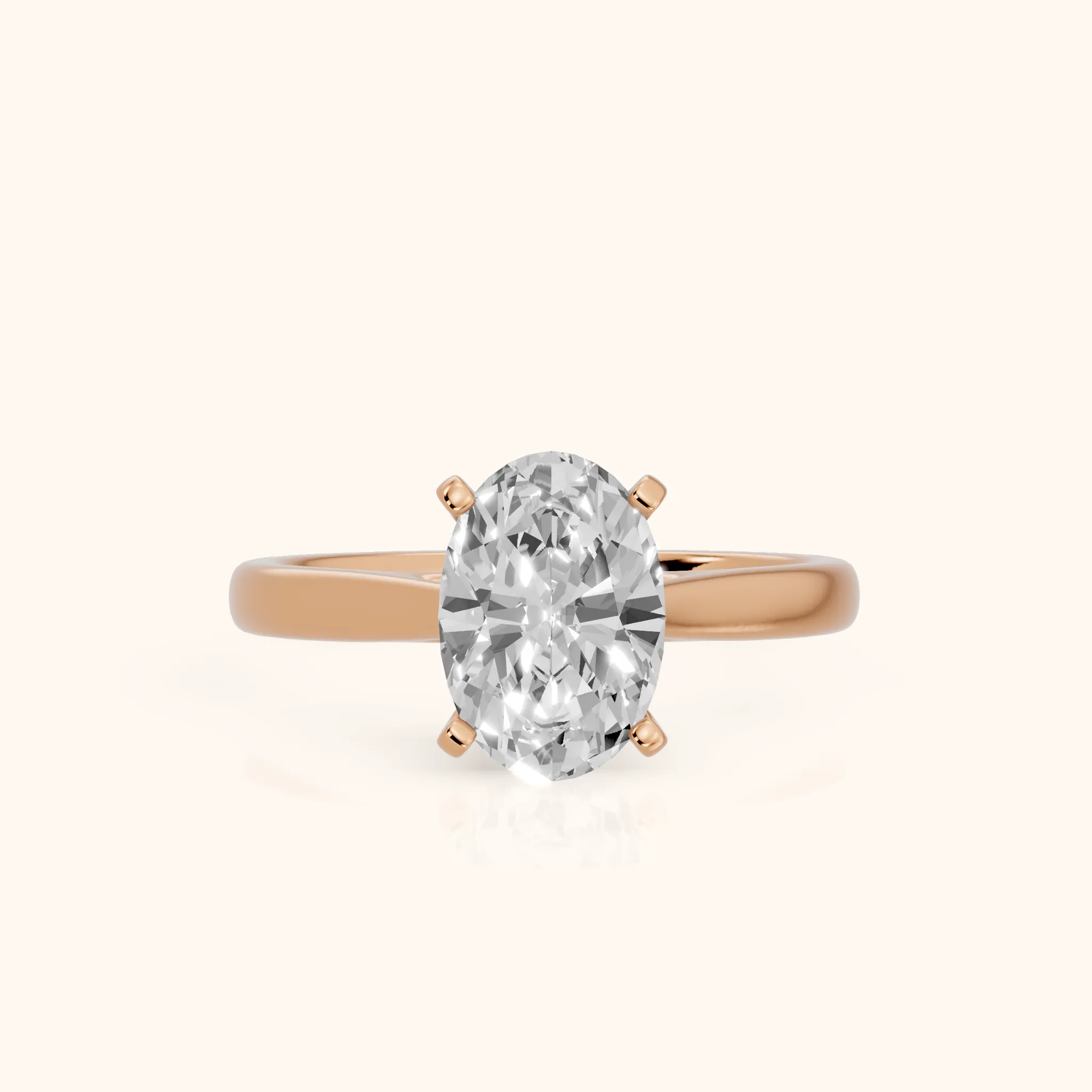 Enid Solitaire Cathedral Oval Diamond Engagement Ring in Rose Gold — view 1