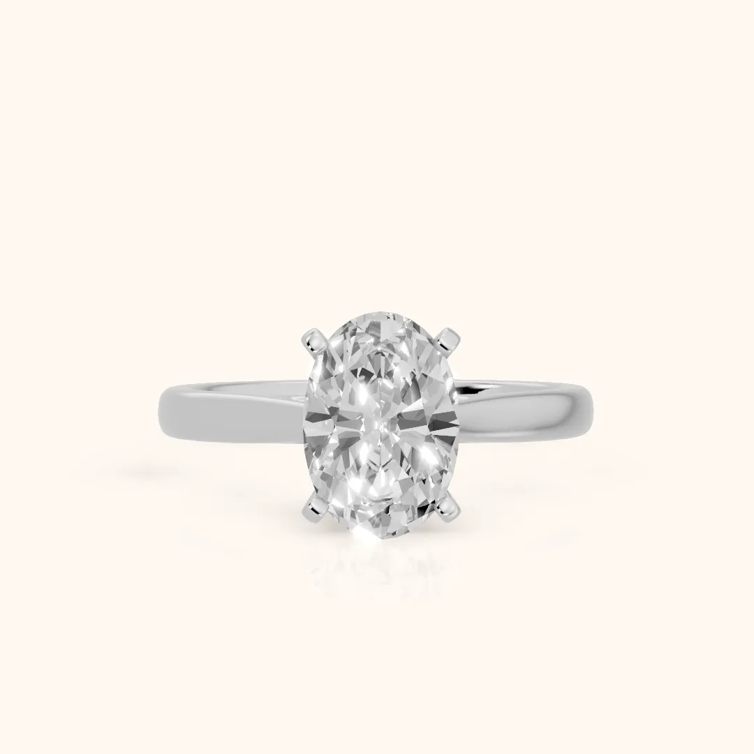 Enid Solitaire Cathedral Oval Diamond Engagement Ring in White Gold — view 2
