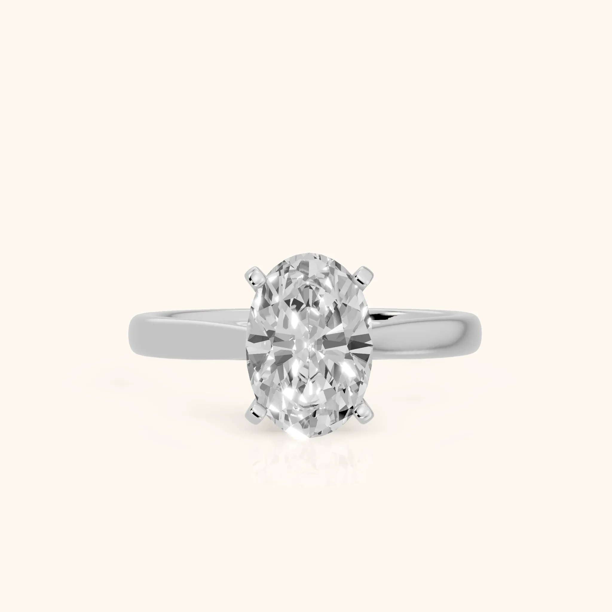 Enid Solitaire Cathedral Oval Diamond Engagement Ring in White Gold — view 1