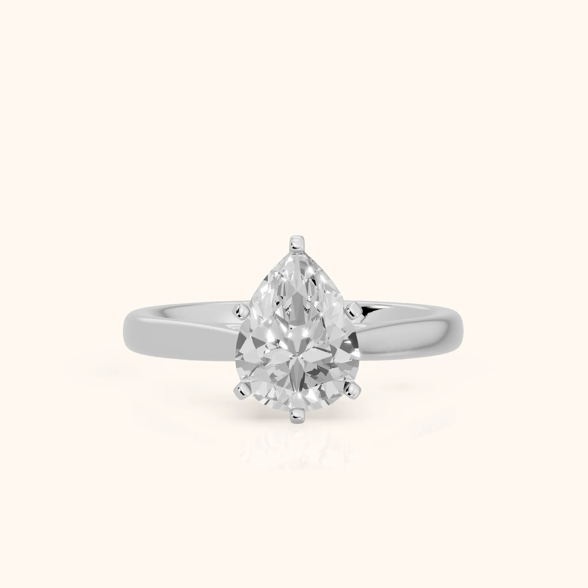 Enid Solitaire Cathedral Pear Diamond Engagement Ring in Silver — view 1