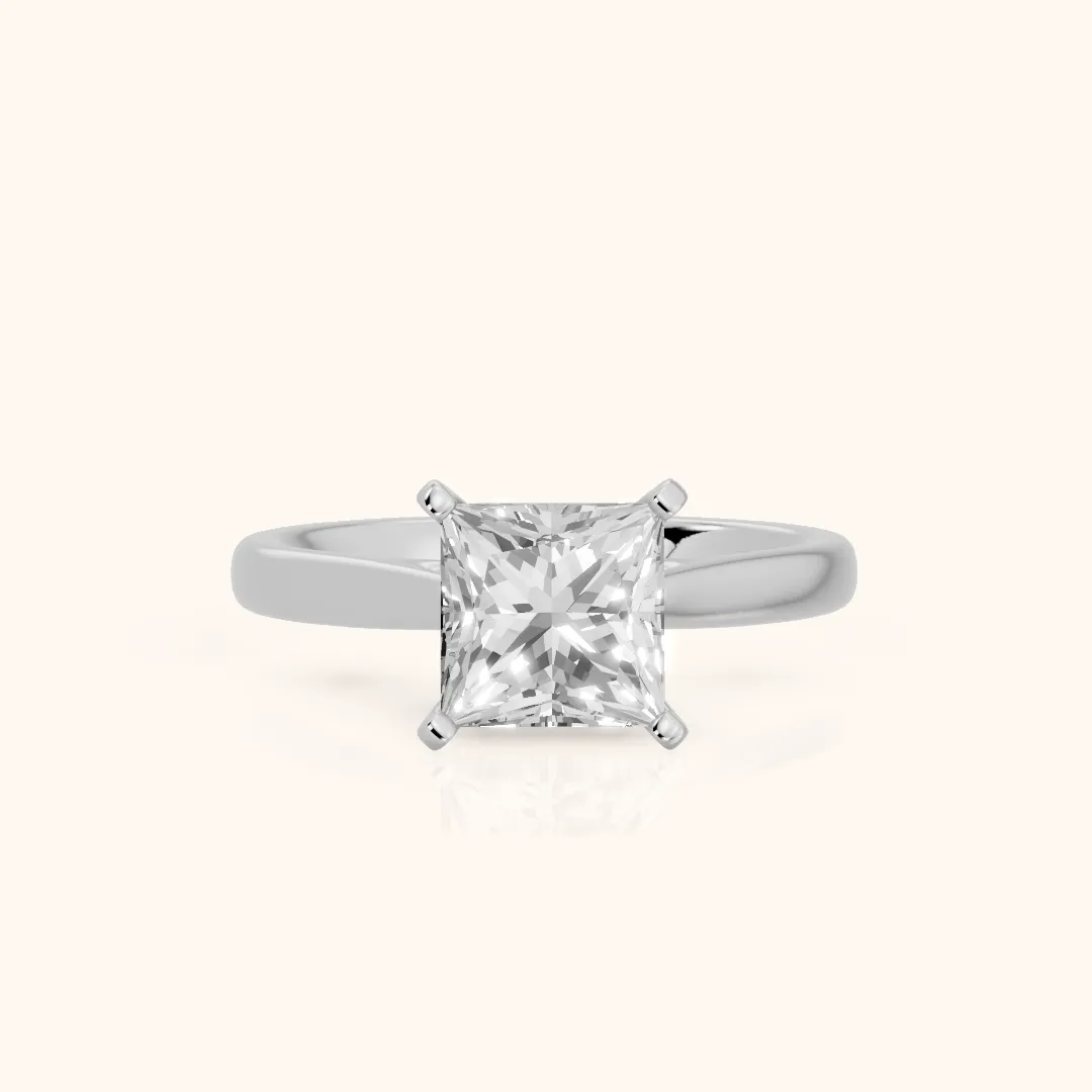 Enid Solitaire Cathedral Princess Diamond Engagement Ring in Platinum — view 2