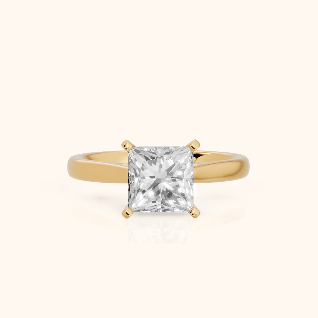 Enid Solitaire Cathedral Princess Diamond Engagement Ring in Yellow Gold — view 2