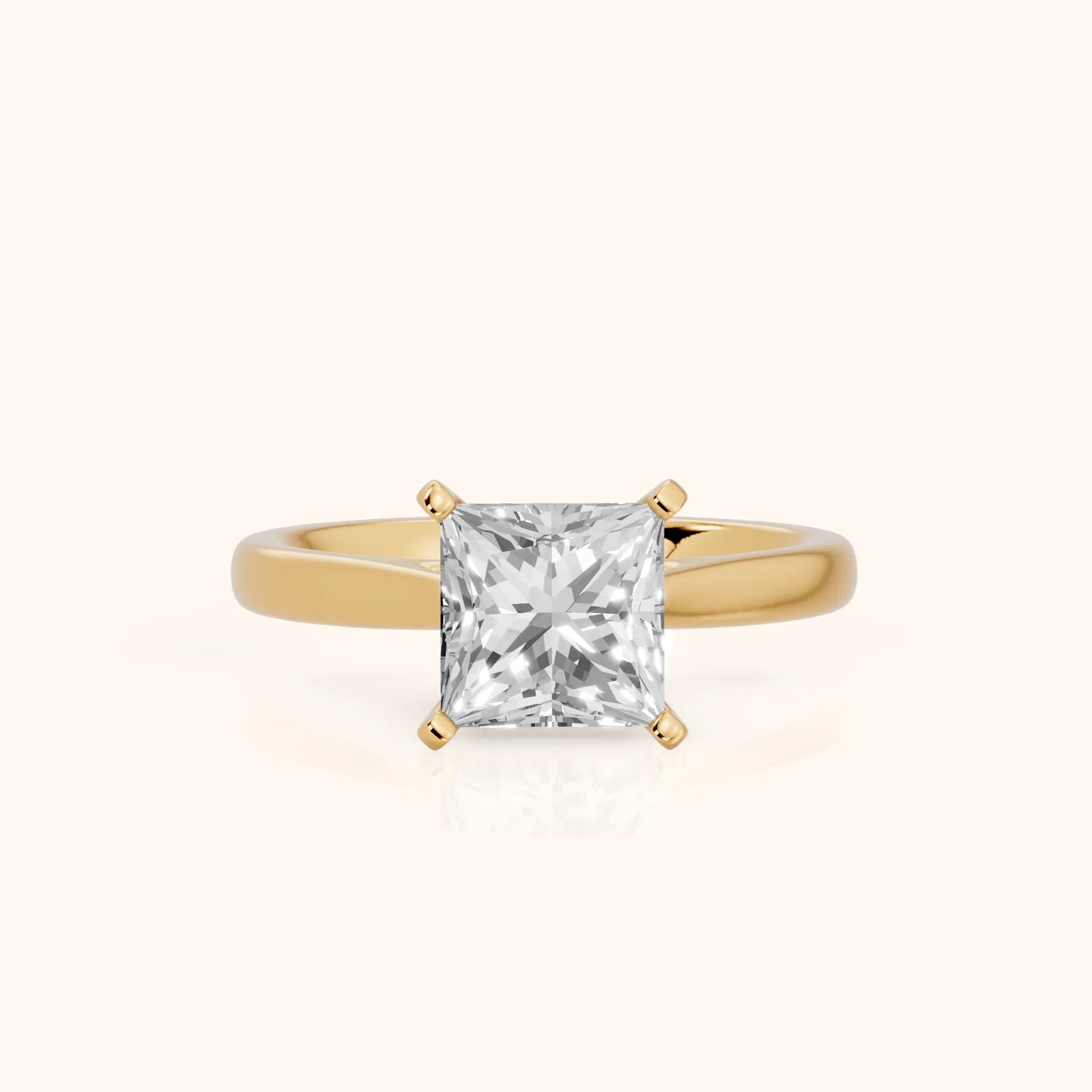 Enid Solitaire Cathedral Princess Diamond Engagement Ring in Yellow Gold — view 1