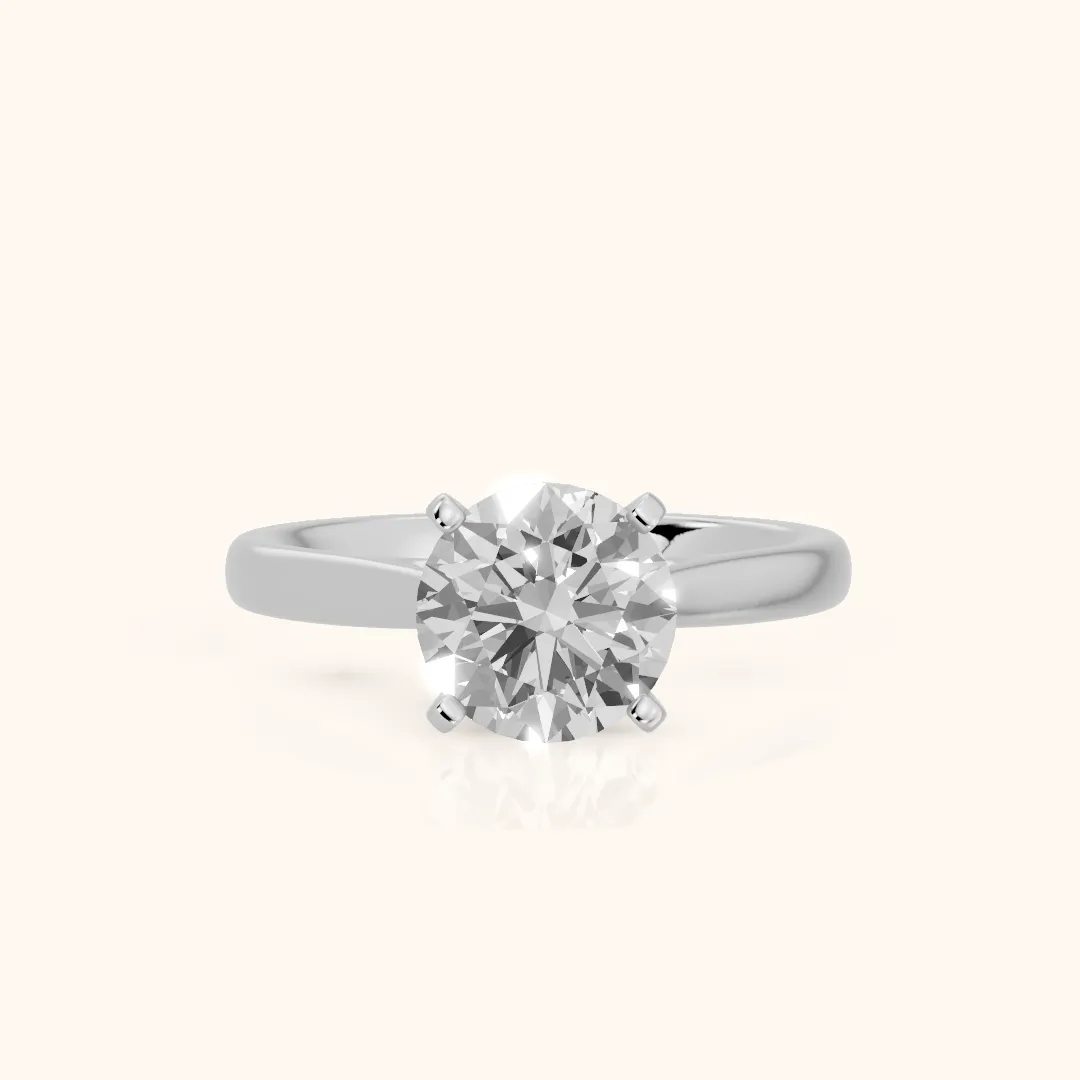 Enid Solitaire Cathedral Round Diamond Engagement Ring in White Gold — view 2