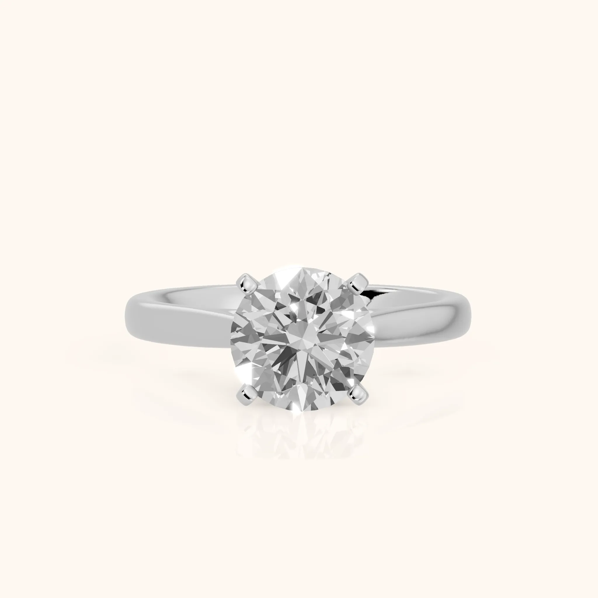 Enid Solitaire Cathedral Round Diamond Engagement Ring in White Gold — view 1