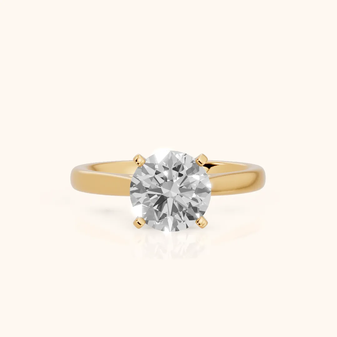 Enid Solitaire Cathedral Round Diamond Engagement Ring in Yellow Gold — view 2