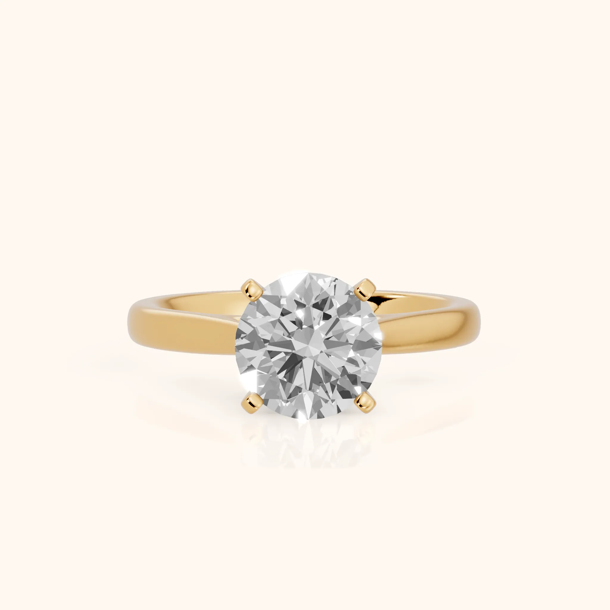 Enid Solitaire Cathedral Round Diamond Engagement Ring in Yellow Gold — view 1