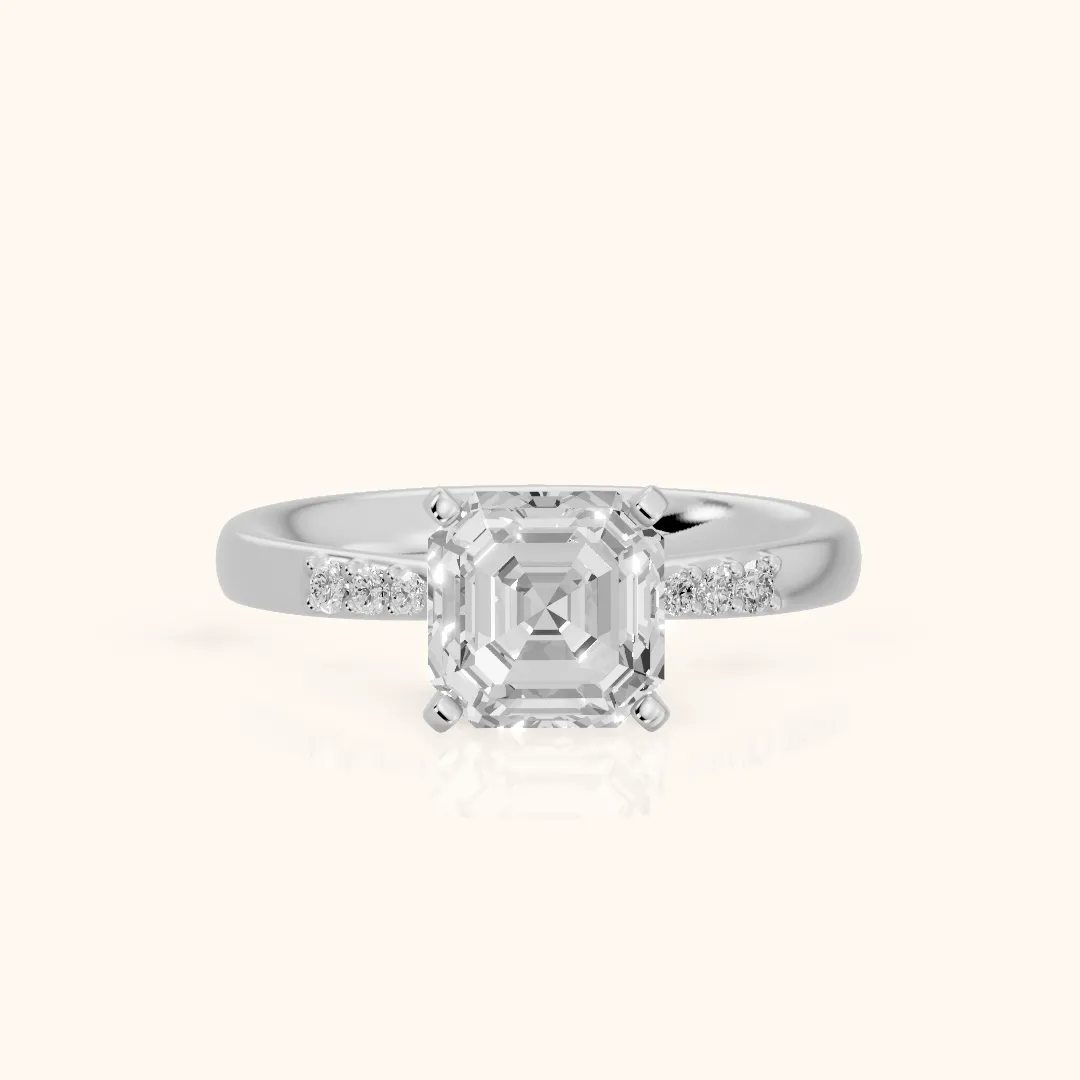 Eugenie Flush-Set Asscher Diamond Engagement Ring in Platinum — view 2
