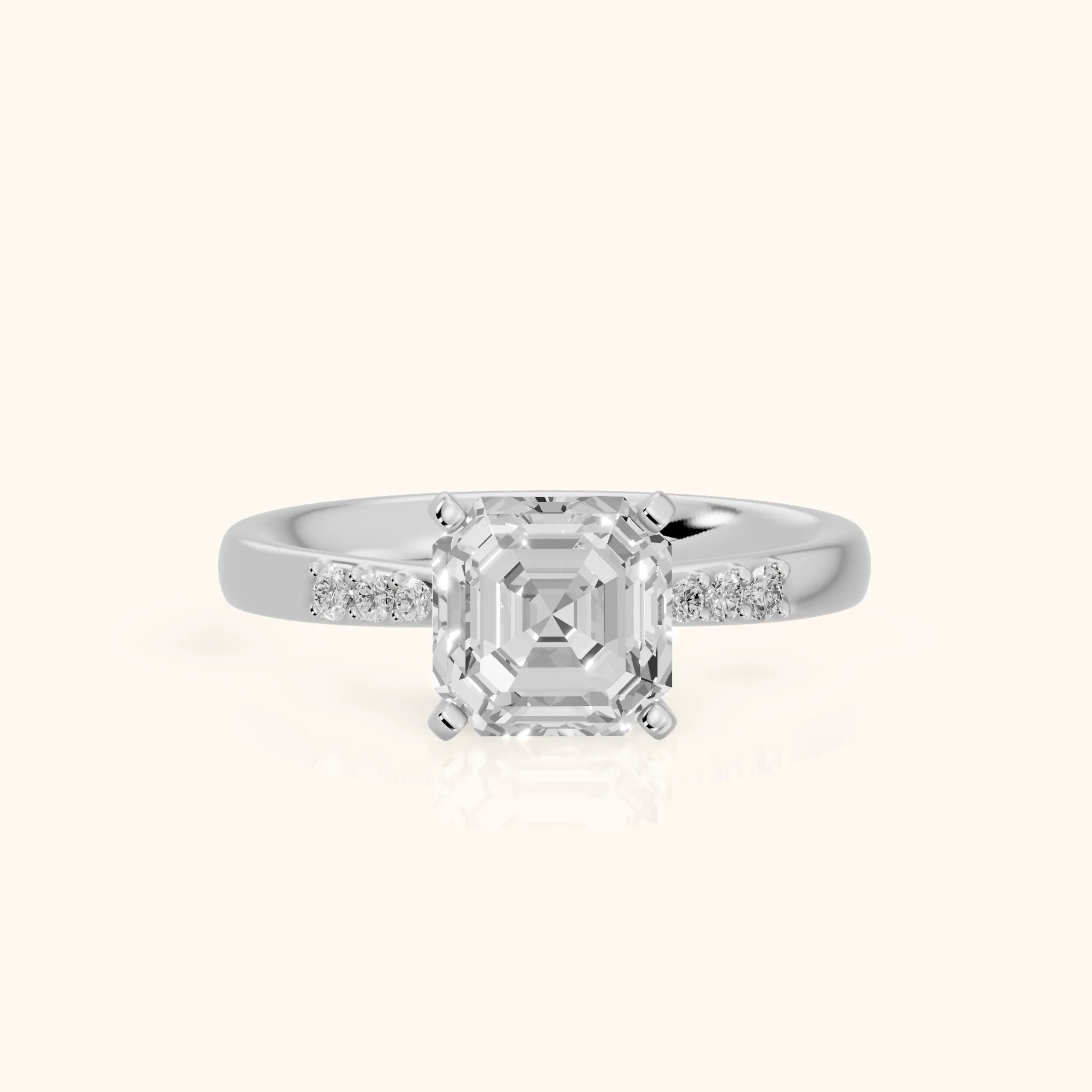 Eugenie Flush-Set Asscher Diamond Engagement Ring in Platinum — view 1