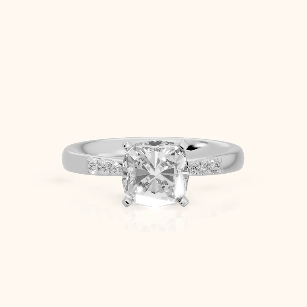 Eugenie Flush-Set Cushion Diamond Engagement Ring in Platinum — view 2