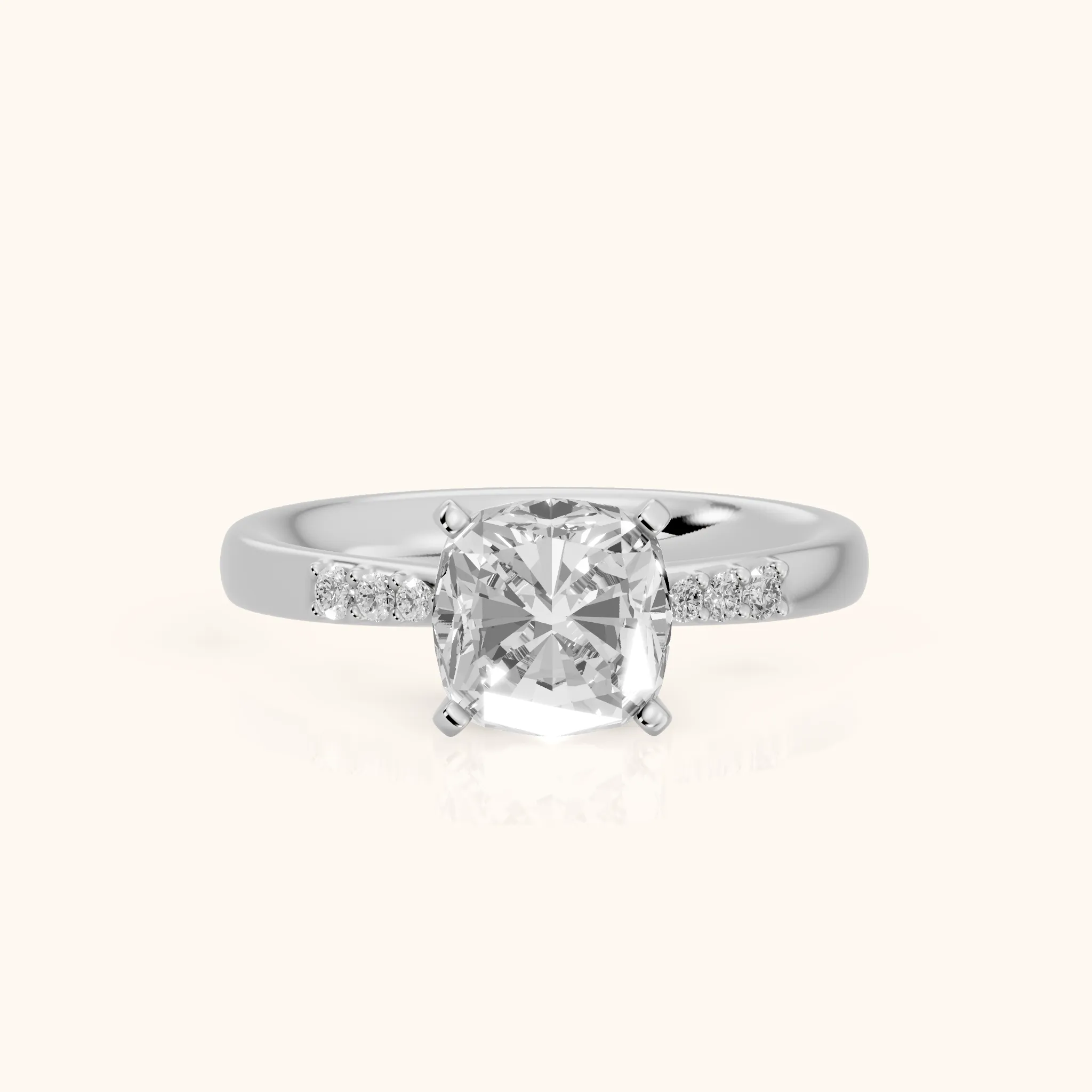 Eugenie Flush-Set Cushion Diamond Engagement Ring in Platinum — view 1