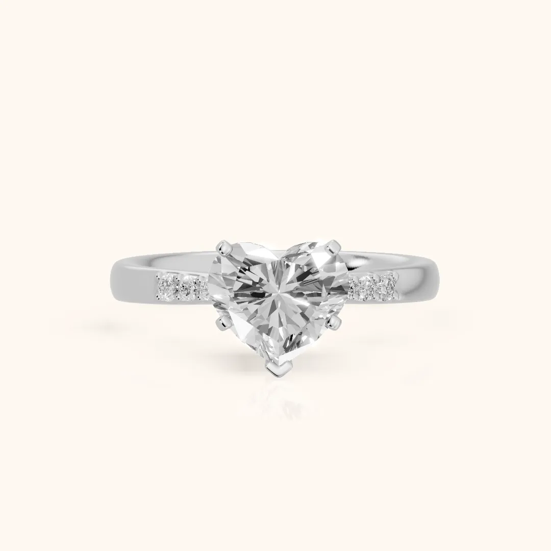Eugenie Flush-Set Heart Diamond Engagement Ring in Platinum — view 2