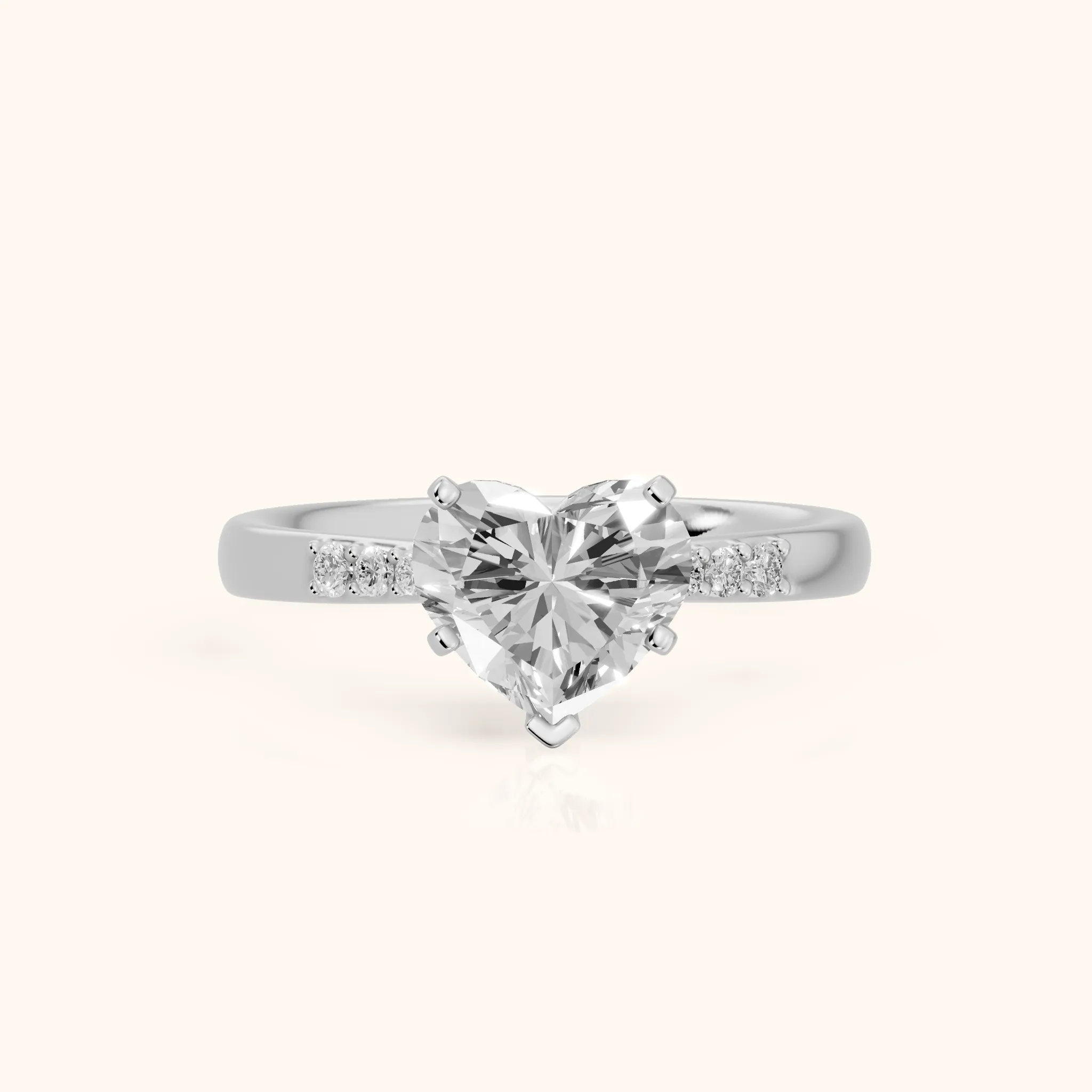 Eugenie Flush-Set Heart Diamond Engagement Ring in Platinum — view 1