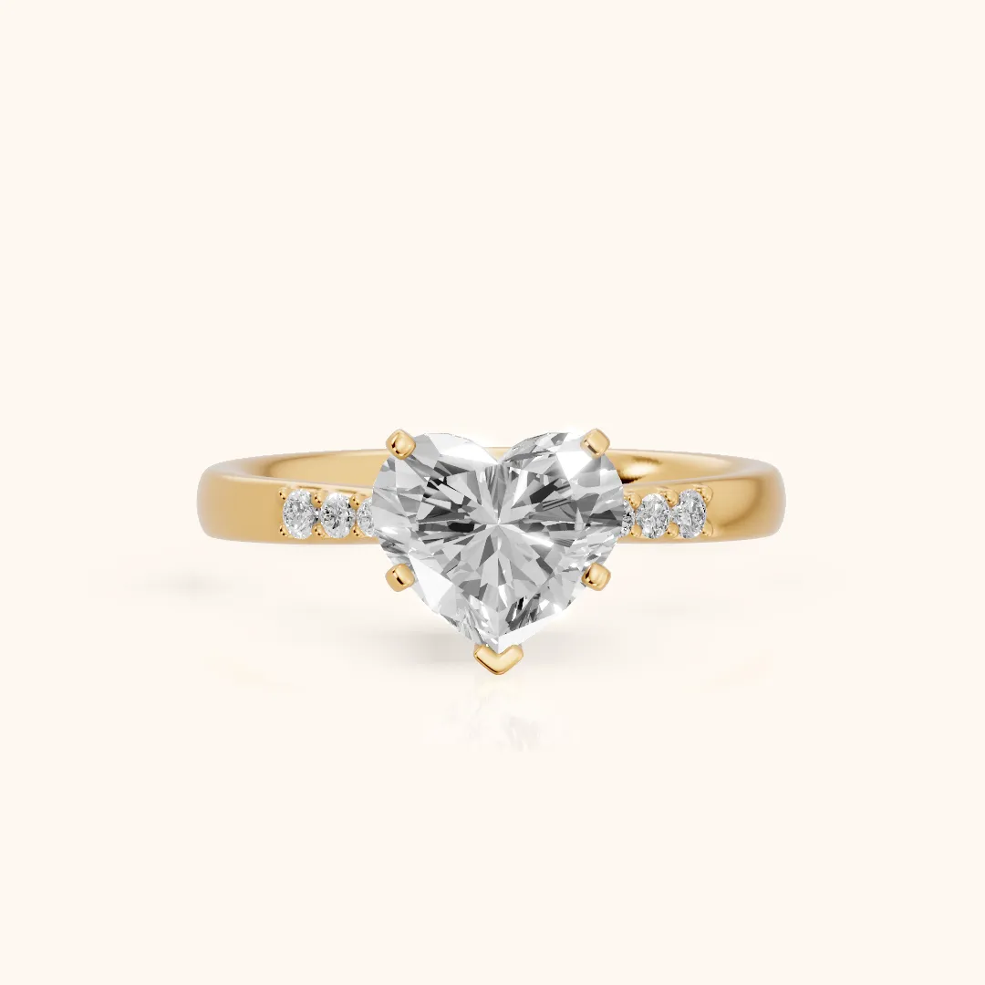 Eugenie Flush-Set Heart Diamond Engagement Ring in Yellow Gold — view 2