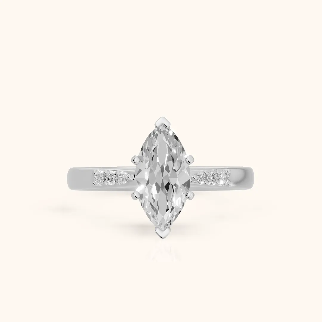 Eugenie Flush-Set Marquise Diamond Engagement Ring in Silver — view 2