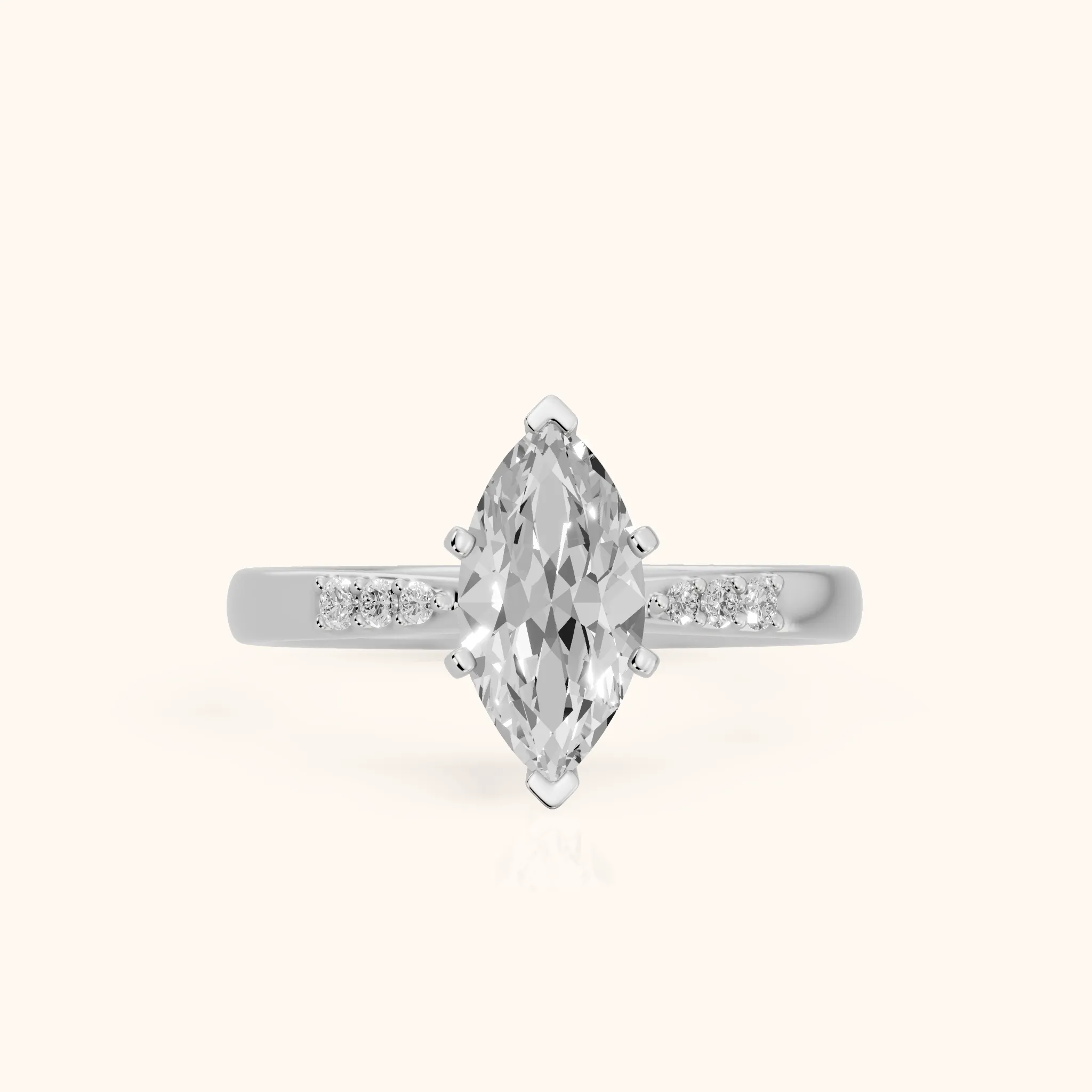 Eugenie Flush-Set Marquise Diamond Engagement Ring in Silver — view 1
