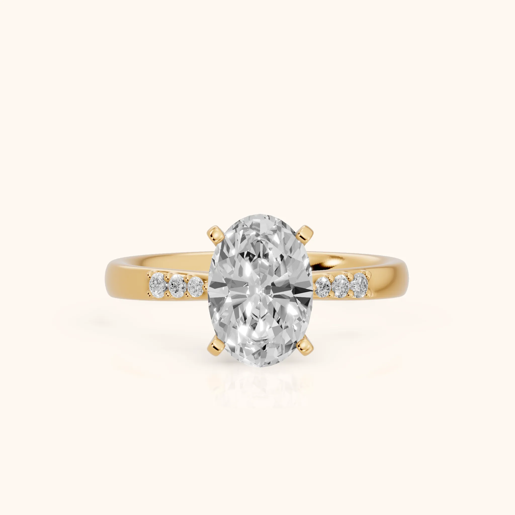Eugenie Flush-Set Oval Diamond Engagement Ring in Yellow Gold — view 1