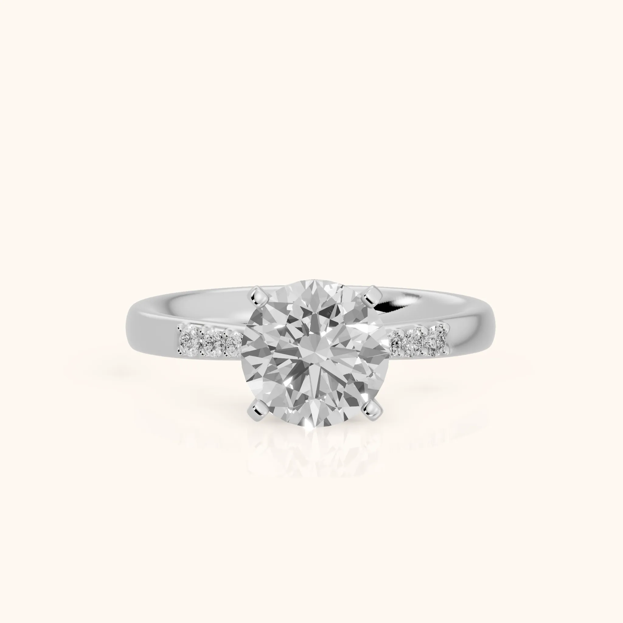 Eugenie Flush-Set Round Diamond Engagement Ring in Platinum — view 1