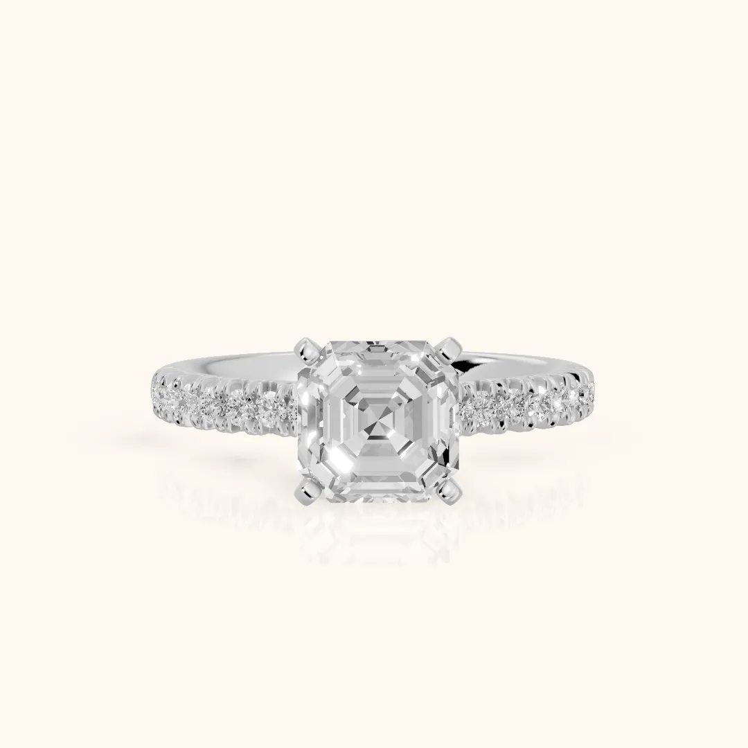 Iona French Pavé Asscher Diamond Engagement Ring in Platinum — view 2