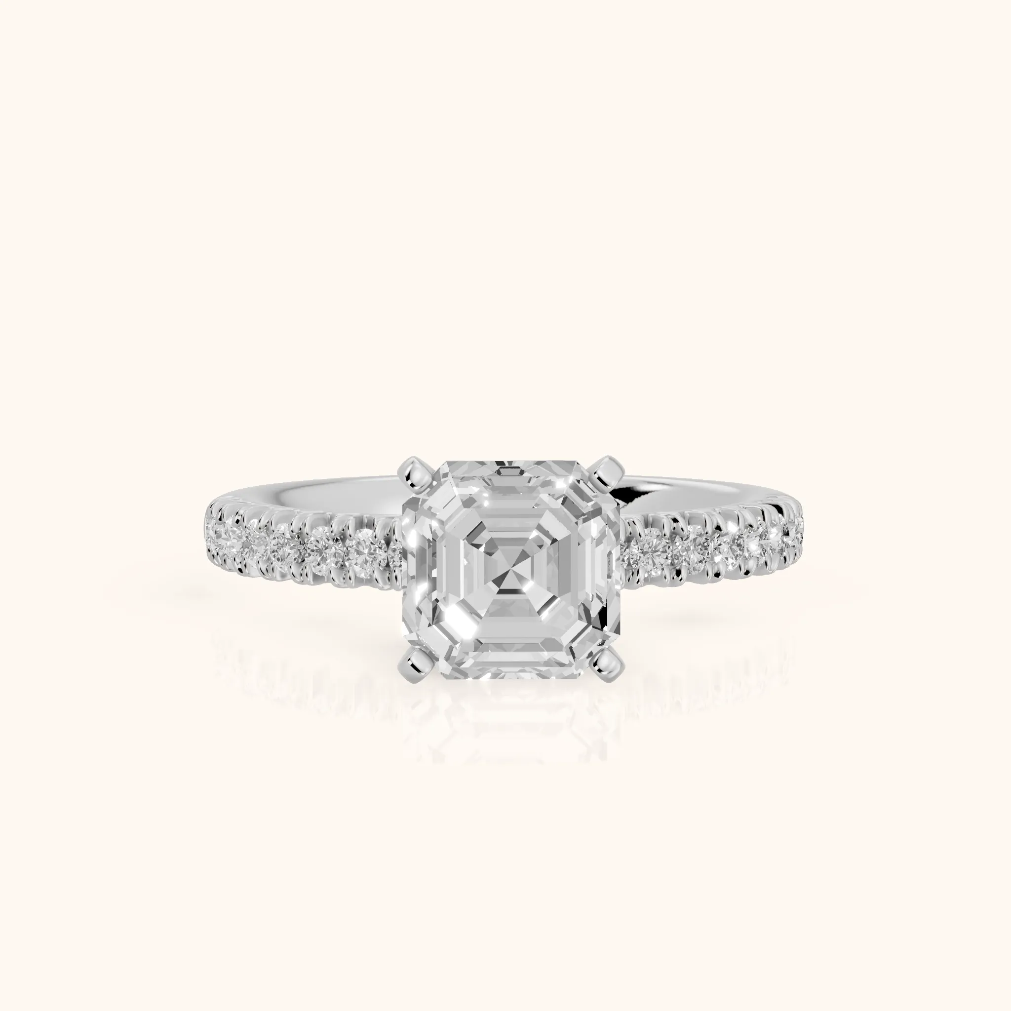Iona French Pavé Asscher Diamond Engagement Ring in Platinum — view 1