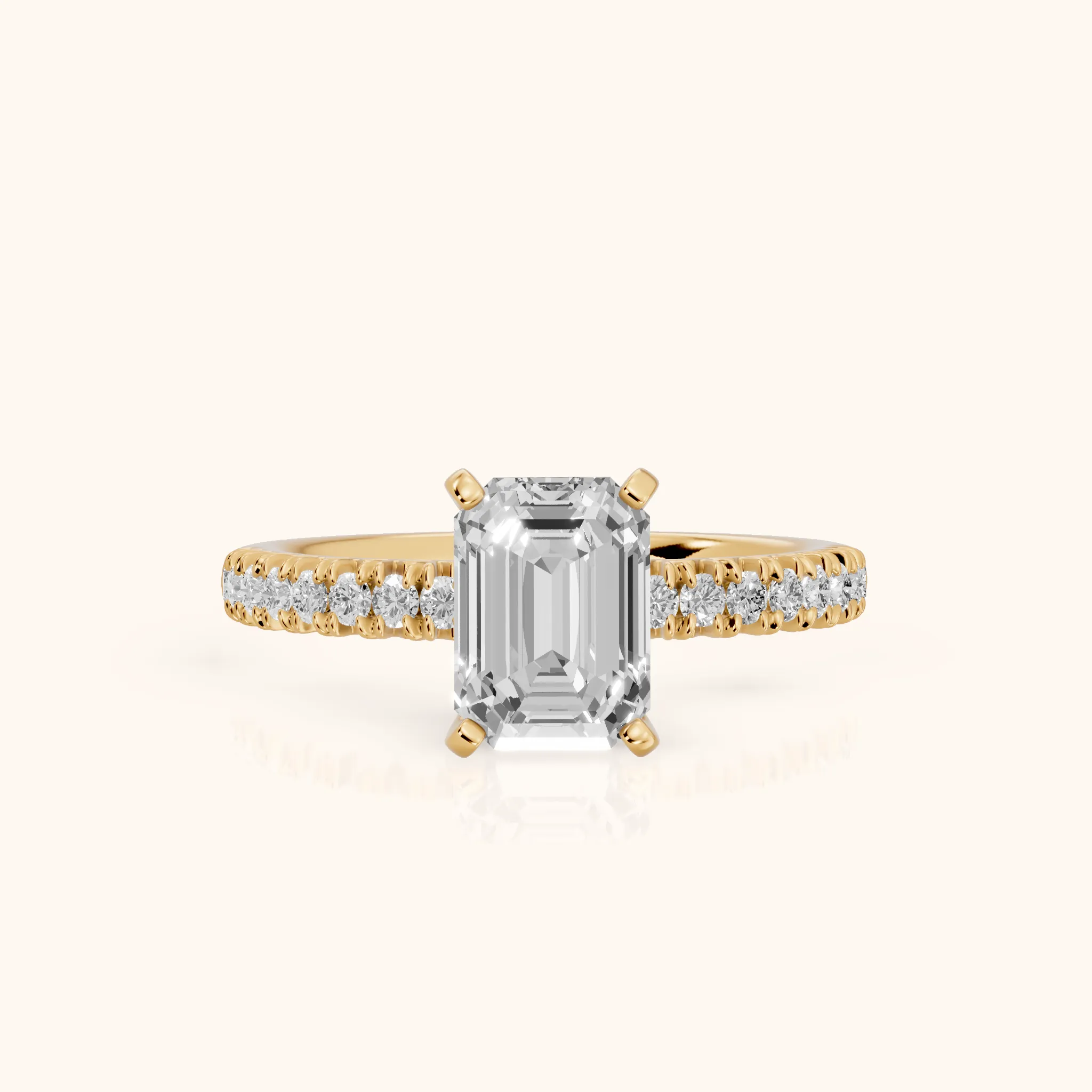 Iona French Pavé Emerald Diamond Engagement Ring in Yellow Gold — view 1