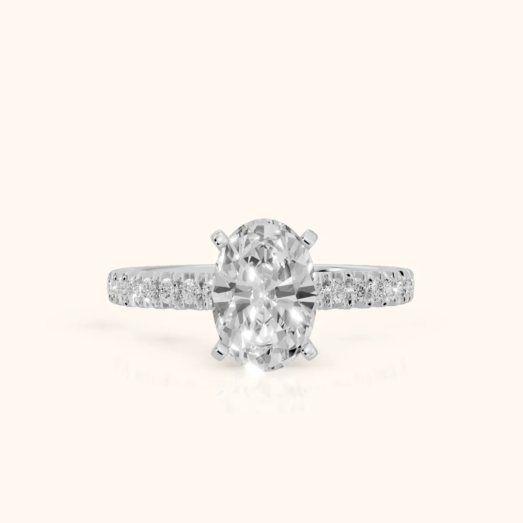 Iona French Pavé Oval Diamond Engagement Ring in Silver — view 2