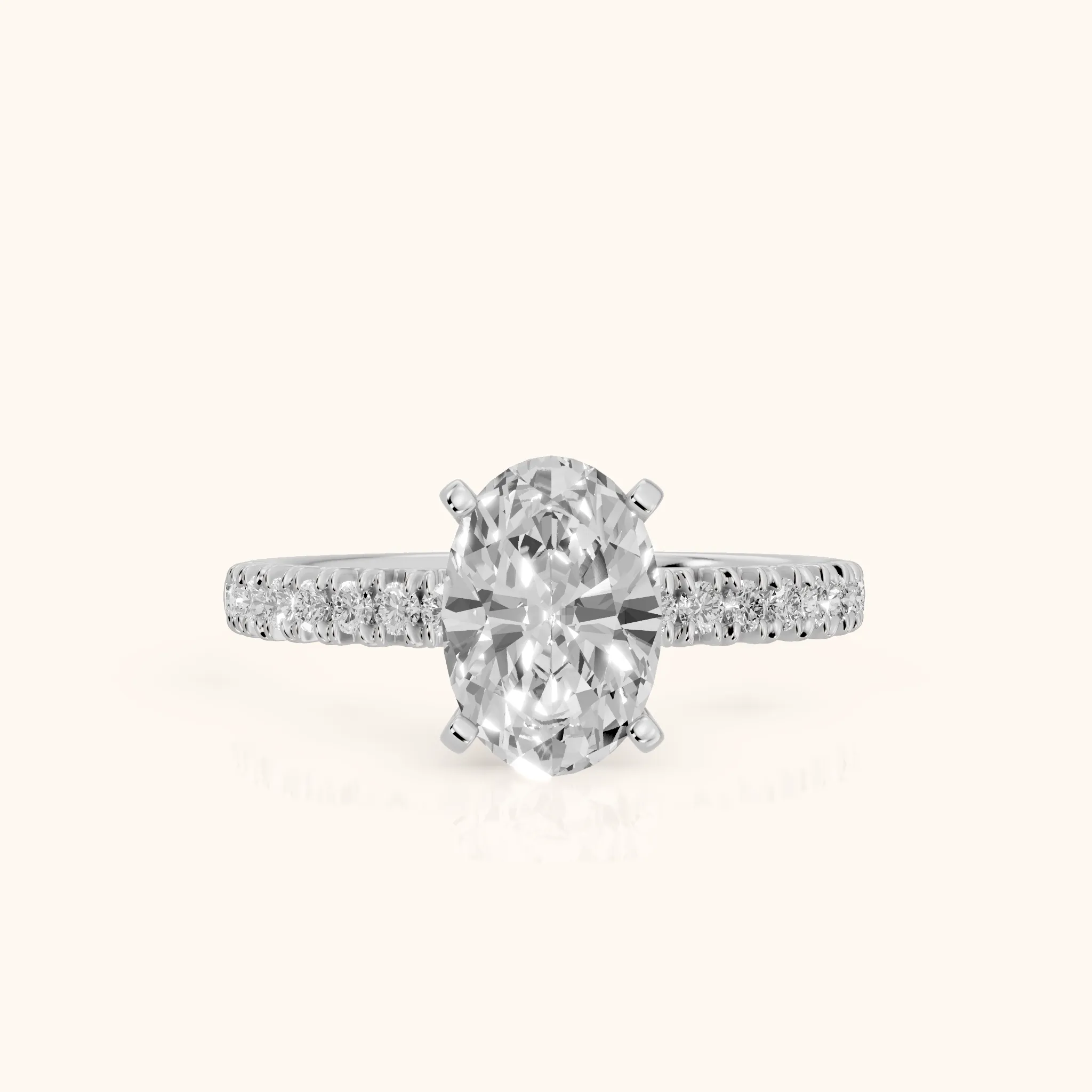 Iona French Pavé Oval Diamond Engagement Ring in Silver — view 1
