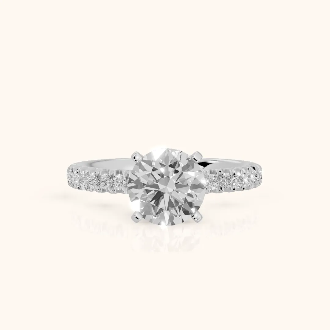Iona French Pavé Round Diamond Engagement Ring in Silver — view 2