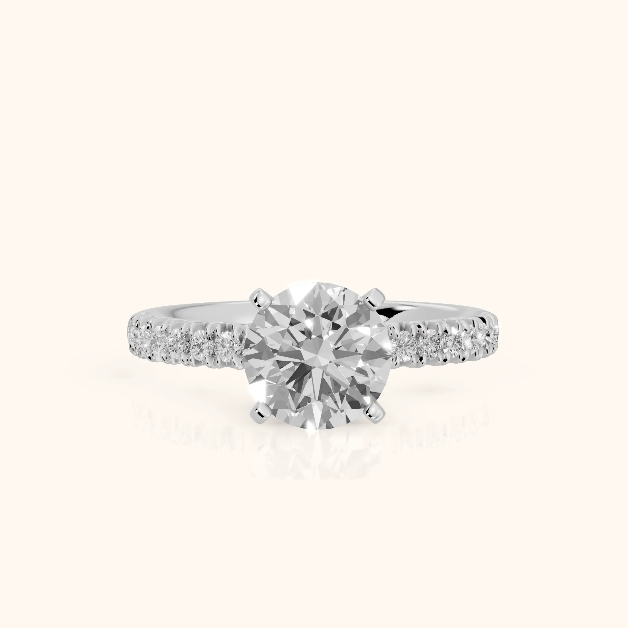 Iona French Pavé Round Diamond Engagement Ring in Silver — view 1