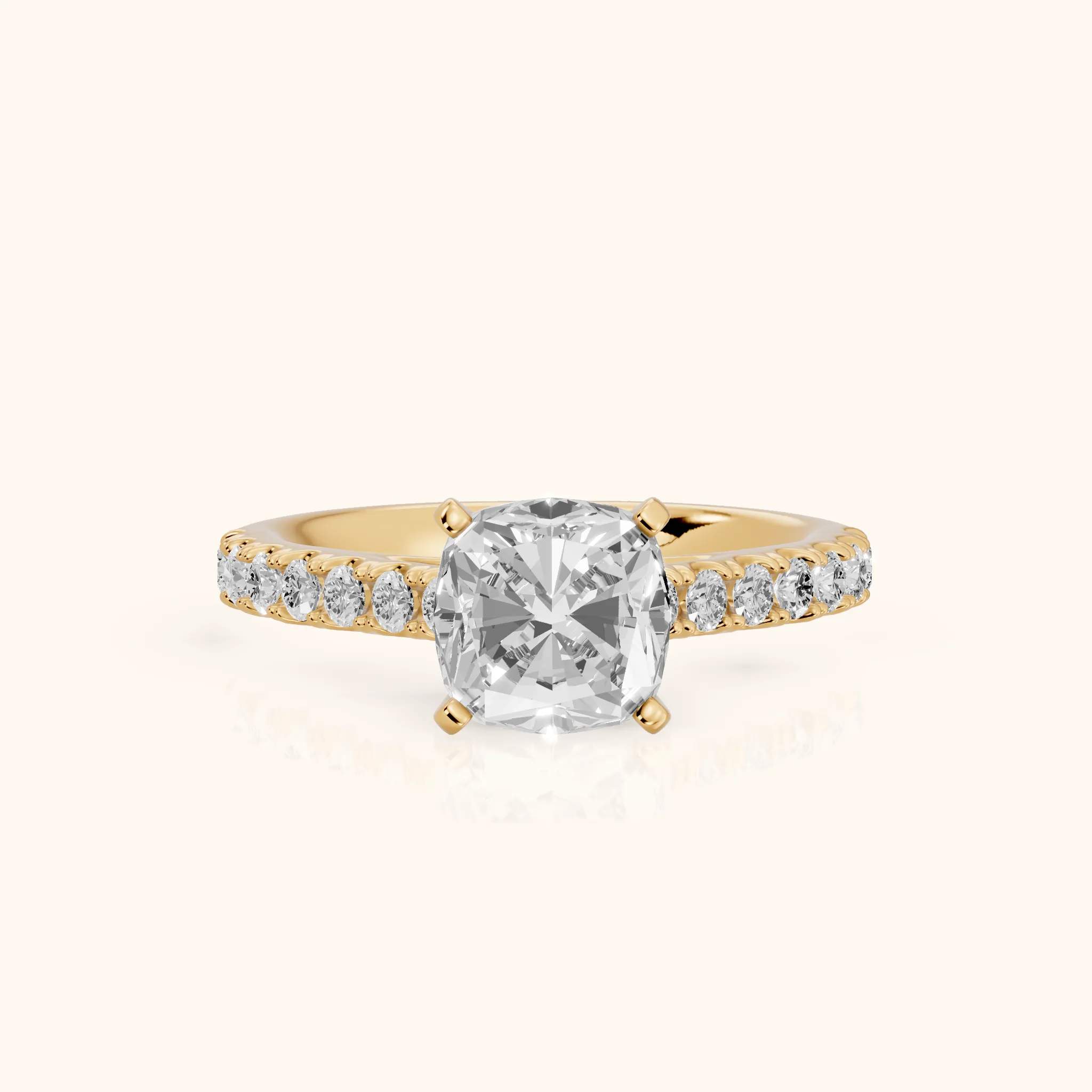 Keira Statement Pavé Cushion Diamond Engagement Ring in Yellow Gold — view 1