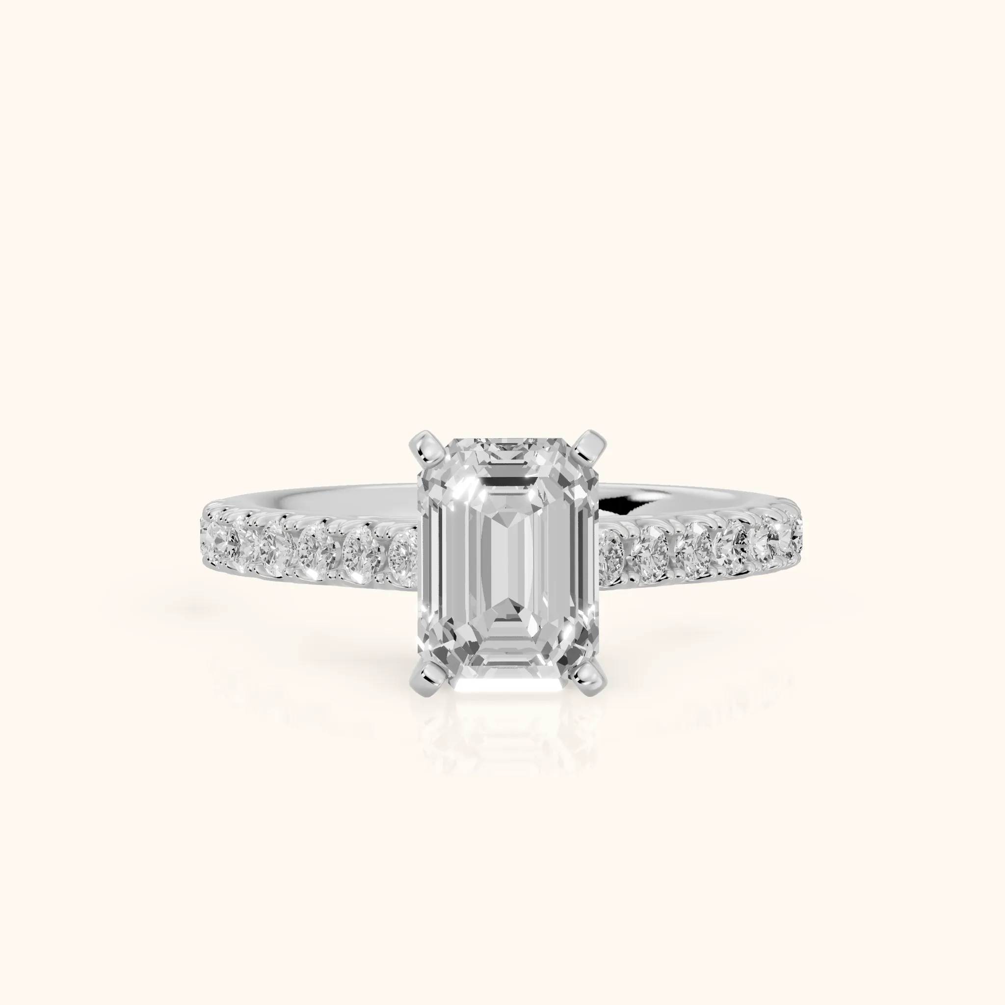 Keira Statement Pavé Emerald Diamond Engagement Ring in Platinum — view 1