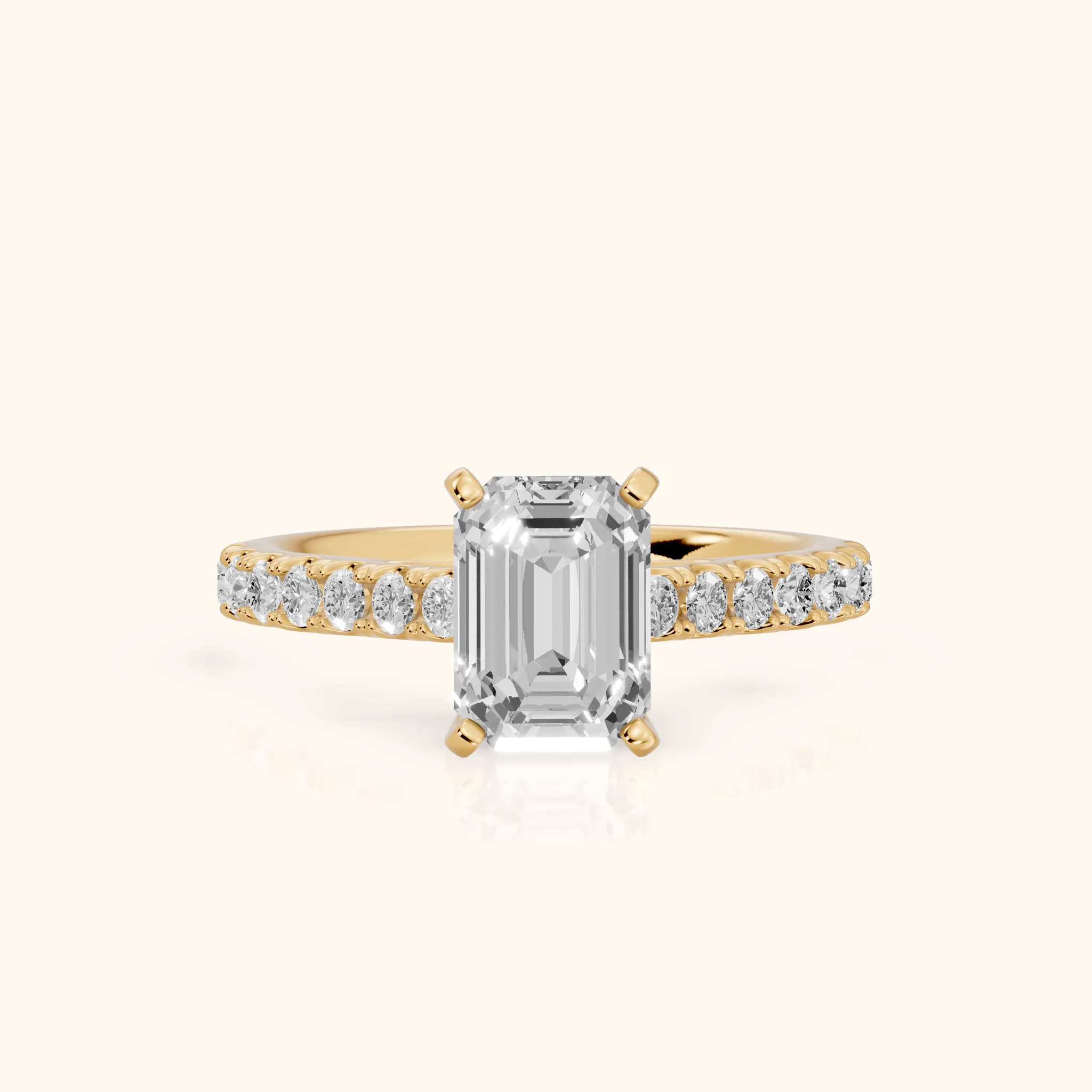 Keira Statement Pavé Emerald Diamond Engagement Ring in Yellow Gold — view 1