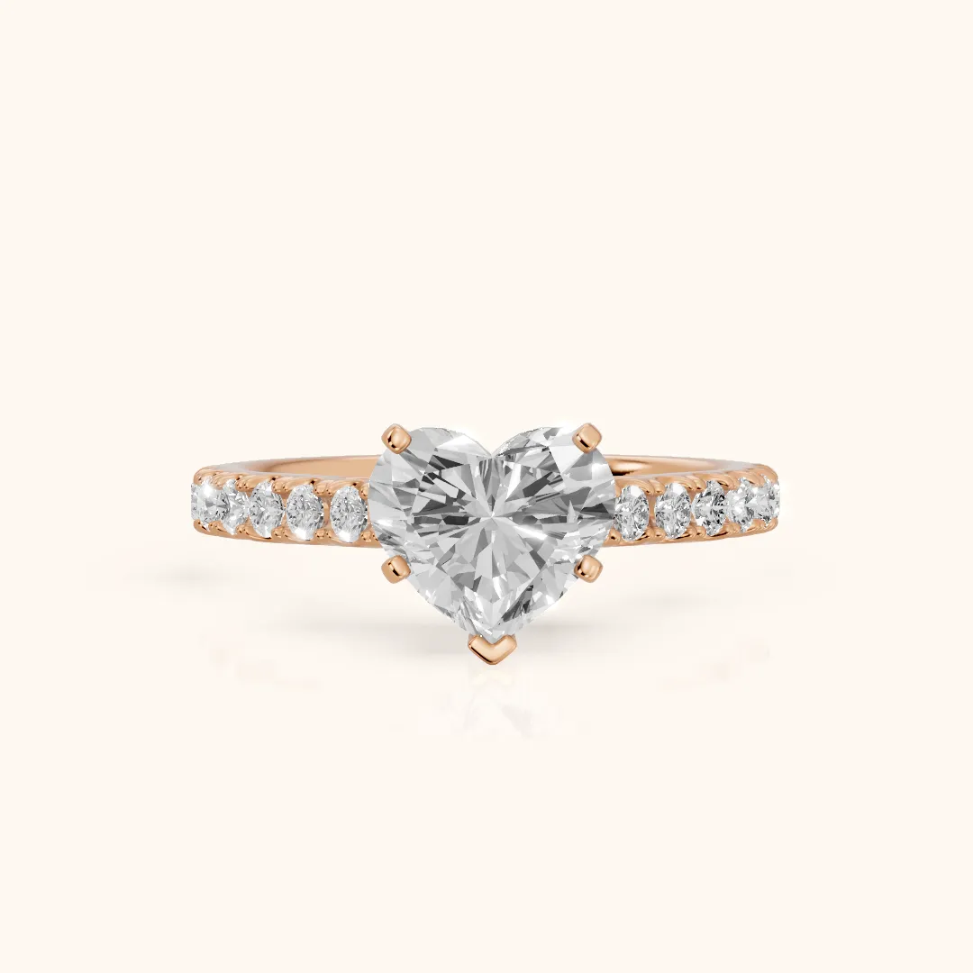 Keira Statement Pavé Heart Diamond Engagement Ring in Rose Gold — view 2
