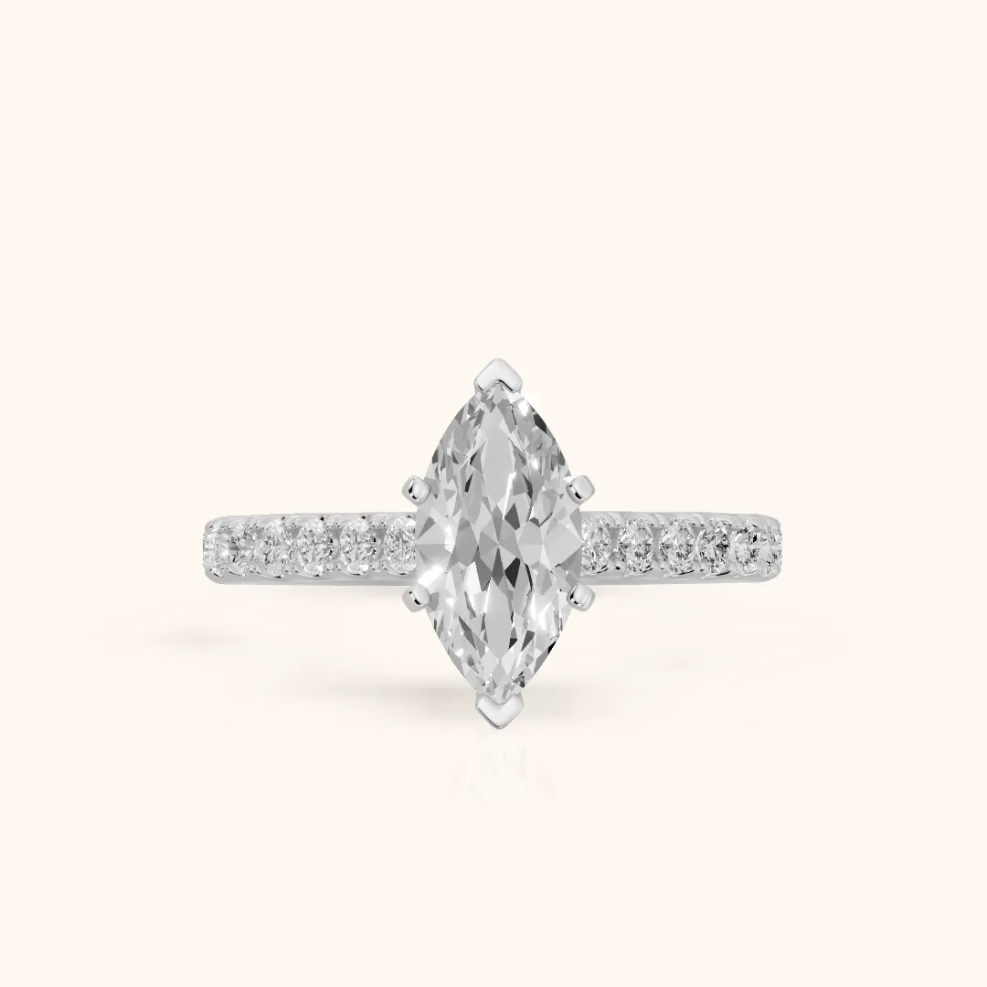 Keira Statement Pavé Marquise Diamond Engagement Ring in Platinum — view 2