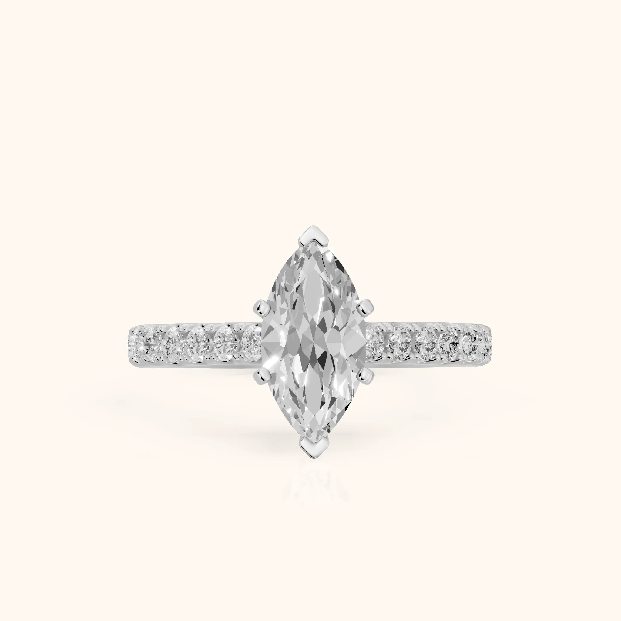 Keira Statement Pavé Marquise Diamond Engagement Ring in Platinum — view 1