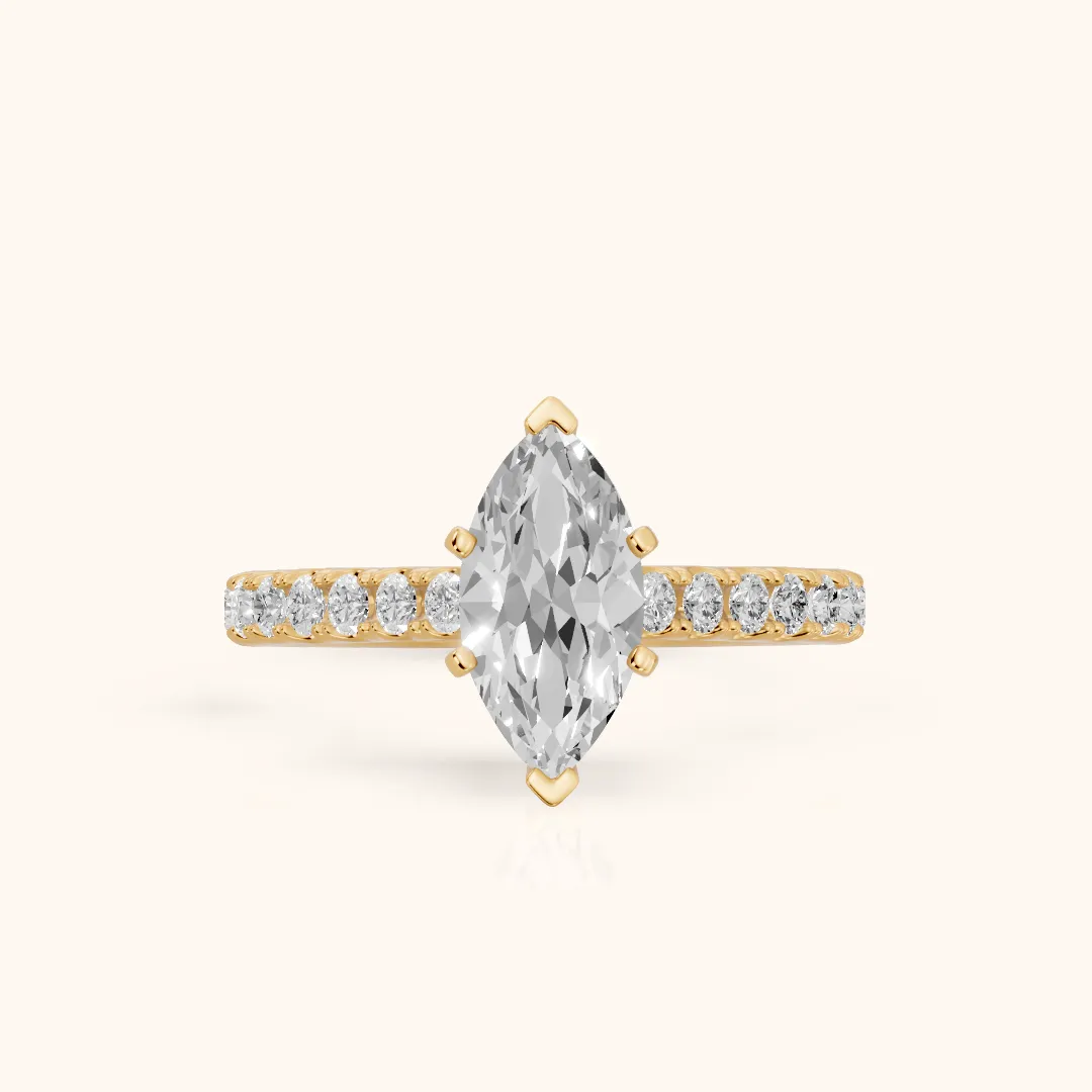 Keira Statement Pavé Marquise Diamond Engagement Ring in Yellow Gold — view 2
