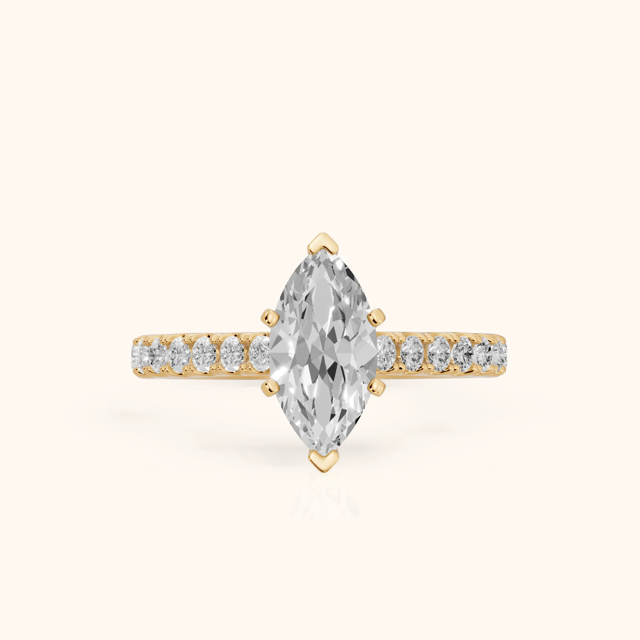 Keira Statement Pavé Marquise Diamond Engagement Ring in Yellow Gold — view 1