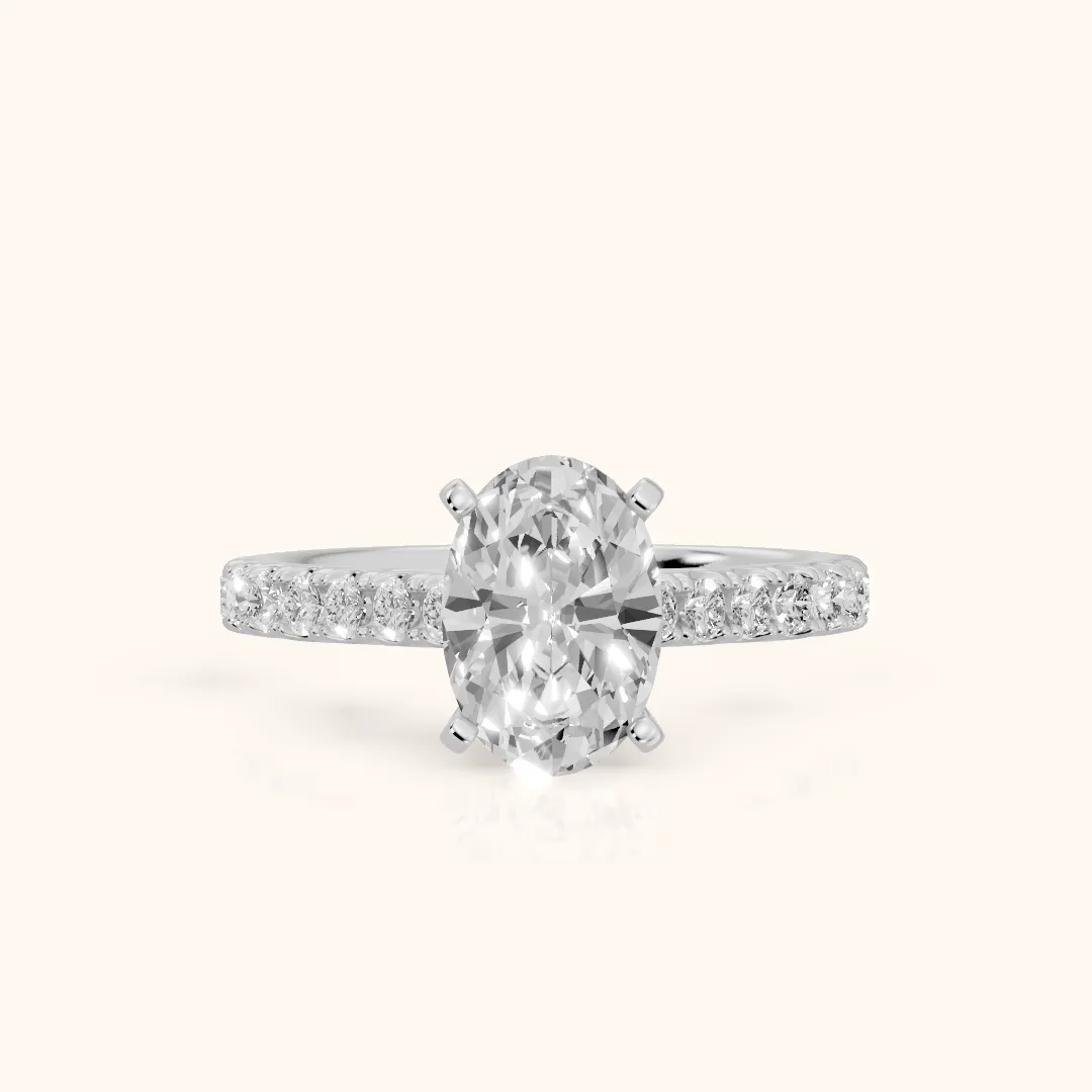 Keira Statement Pavé Oval Diamond Engagement Ring in Silver — view 2