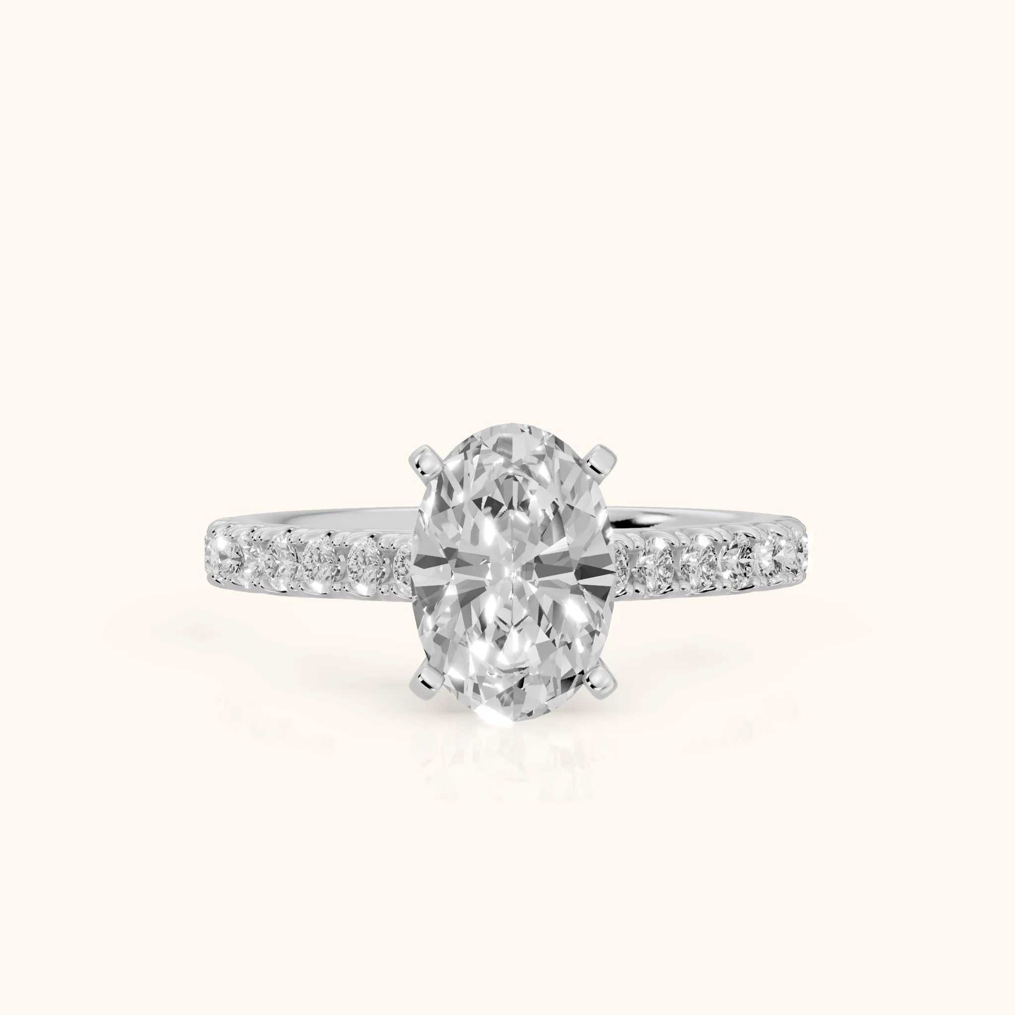 Keira Statement Pavé Oval Diamond Engagement Ring in Silver — view 1