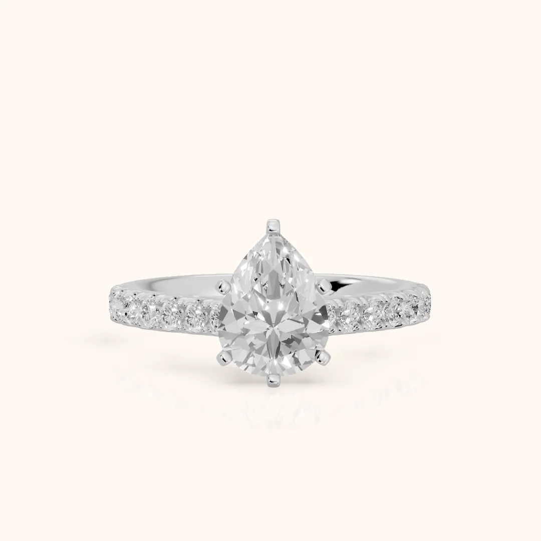 Keira Statement Pavé Pear Diamond Engagement Ring in Platinum — view 2