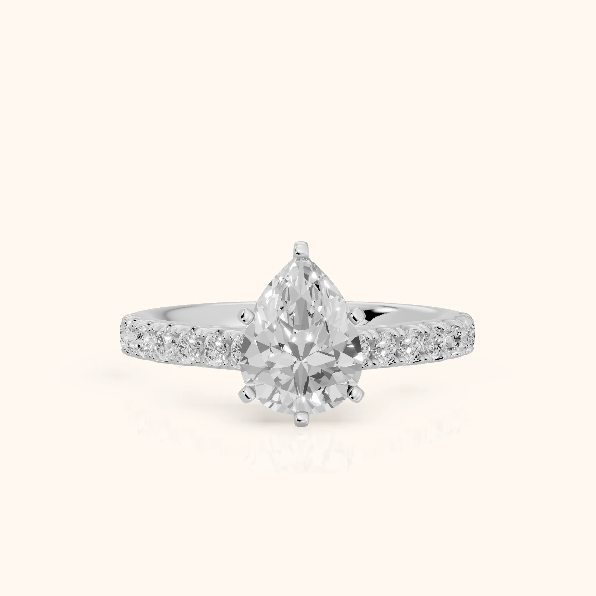 Keira Statement Pavé Pear Diamond Engagement Ring in Platinum — view 1